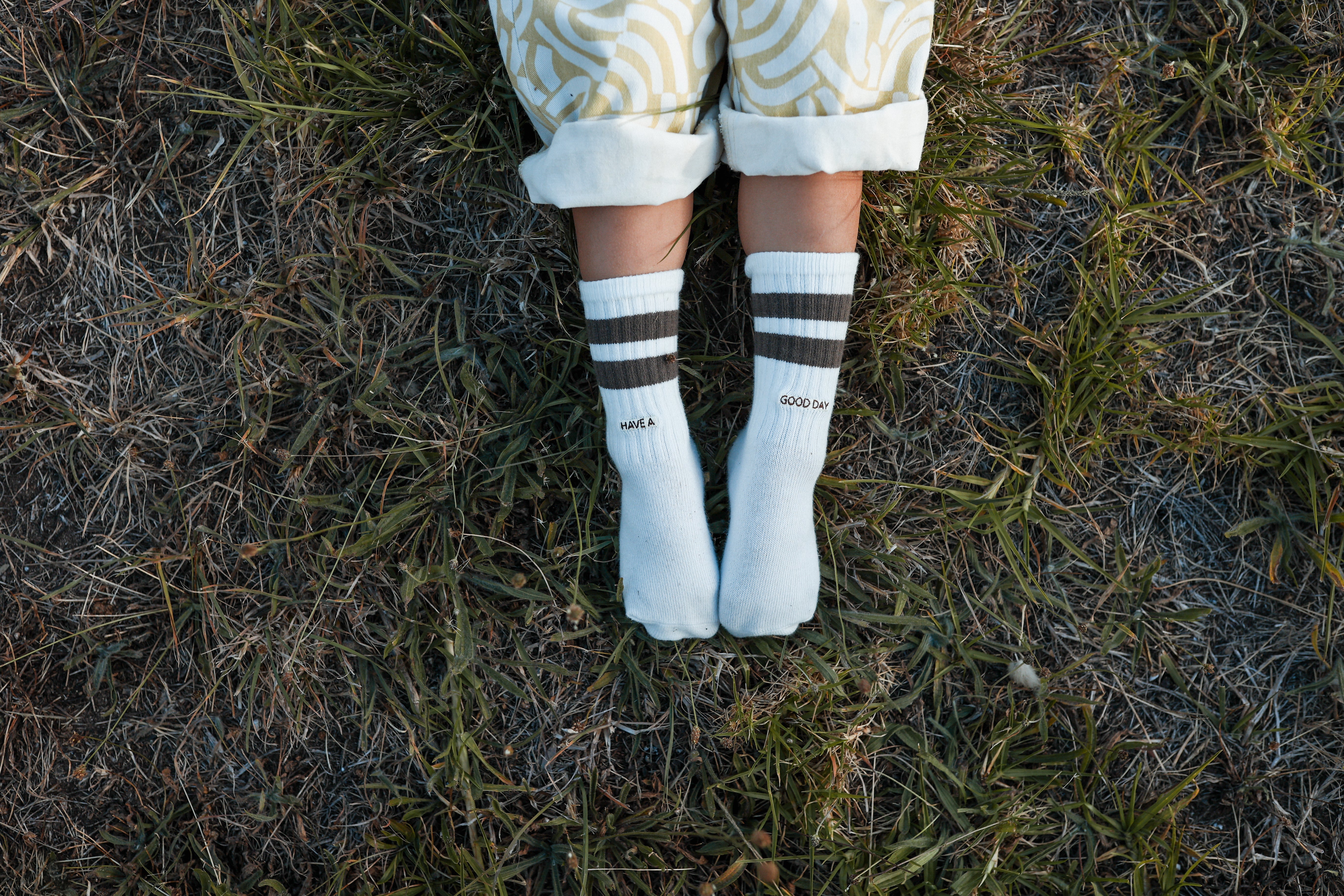 Grown Have A Good Day Socks - Milk/Clay