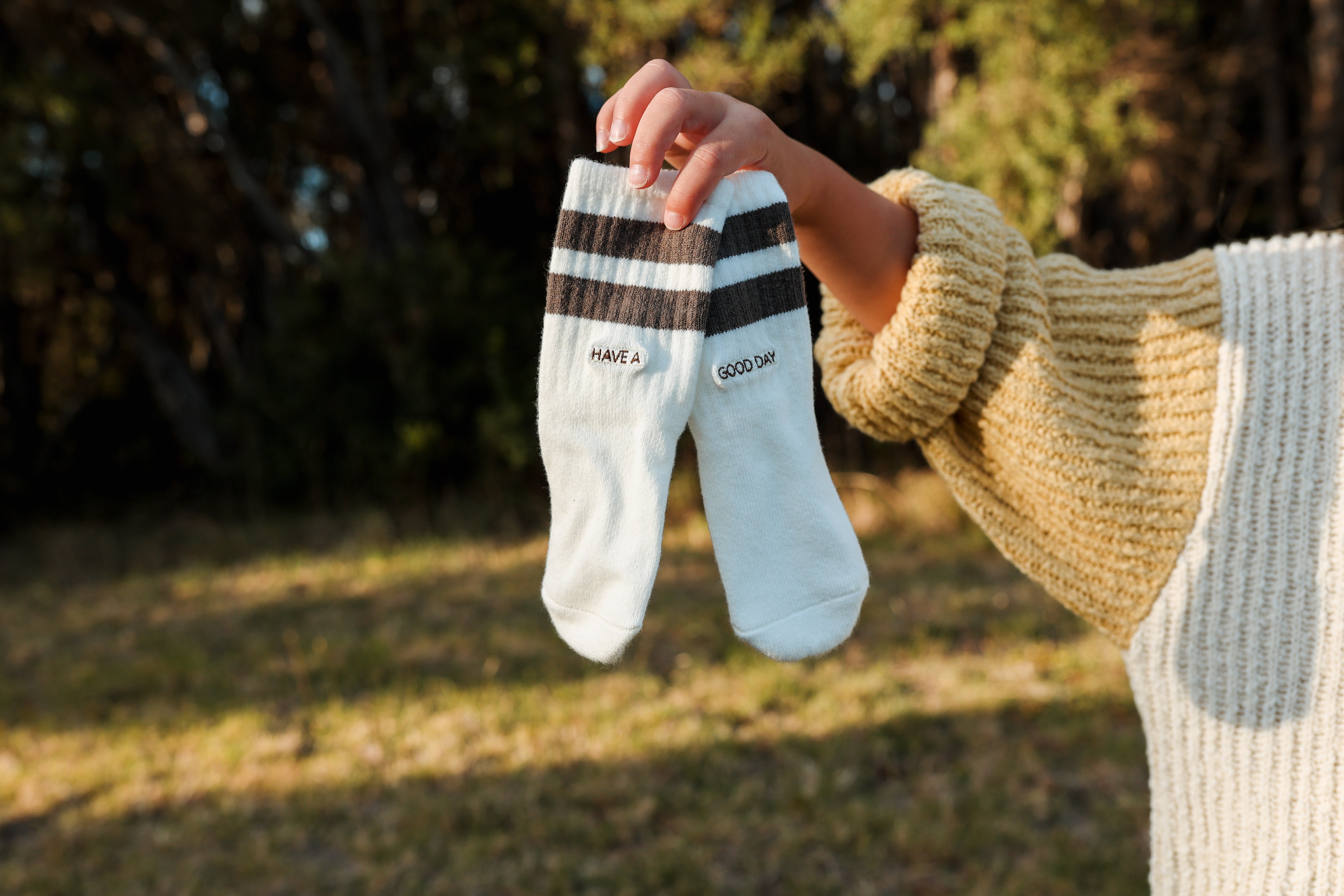 Grown Have A Good Day Socks - Milk/Clay