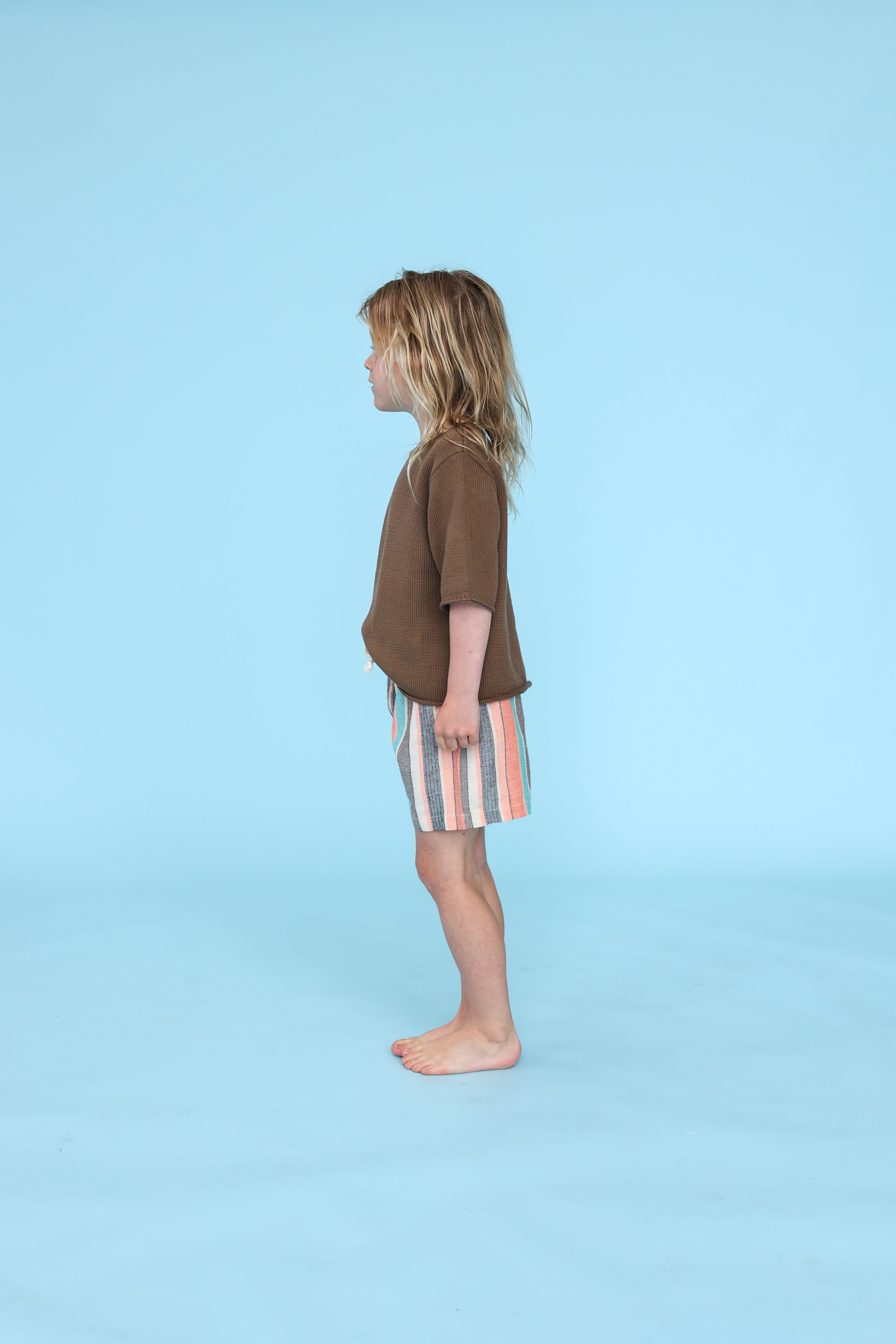 Grown Blanket Stitch Knitted Tee - Cafe