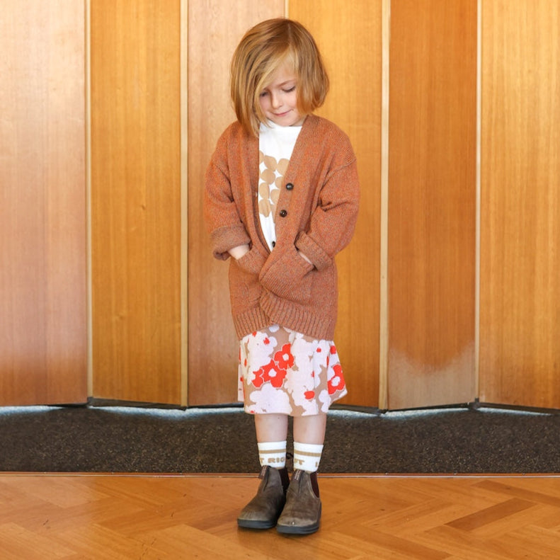 Grown Fleck Yarn Pocket Cardigan - Tawny