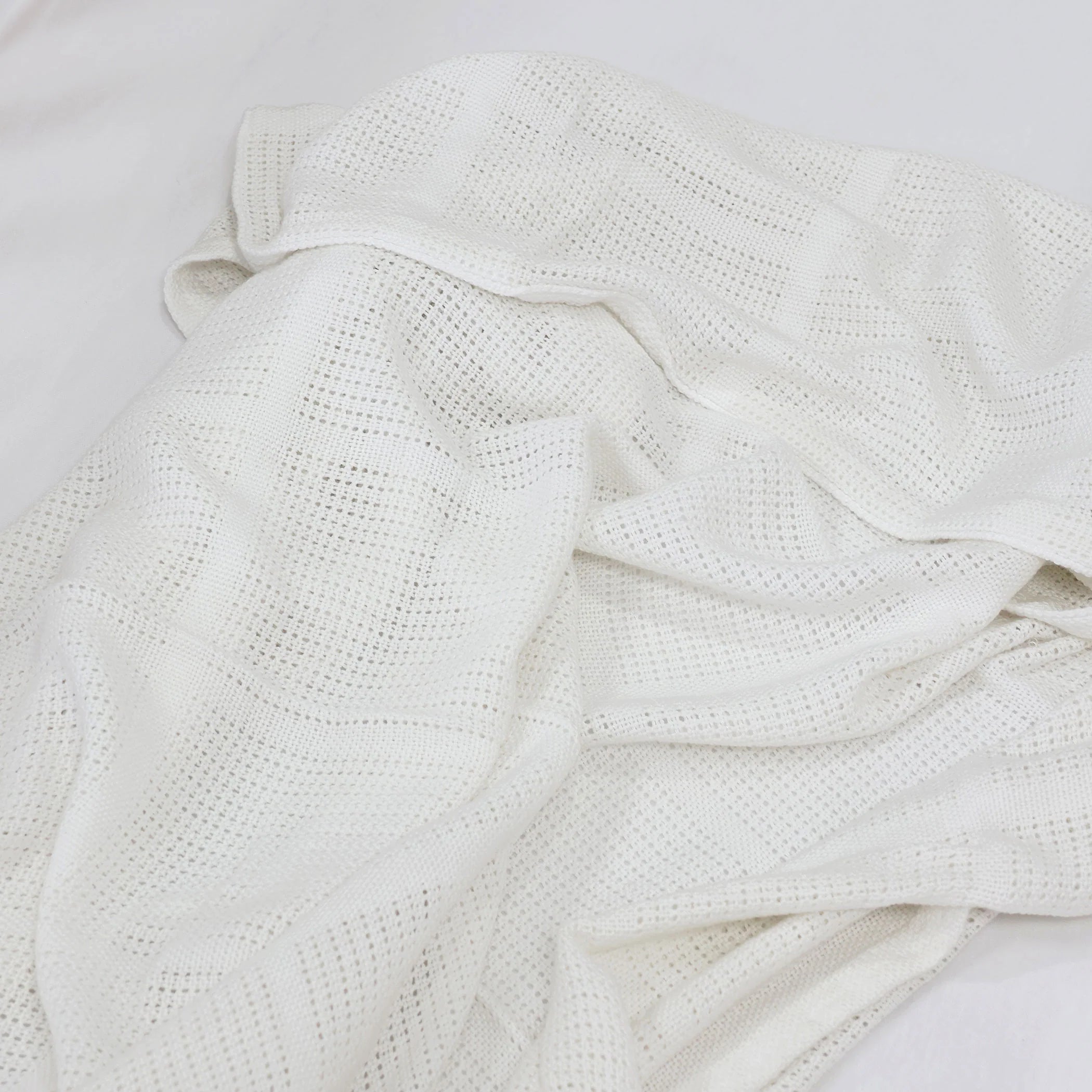 Bubba Blue Bamboo White Cellular Cot Blanket