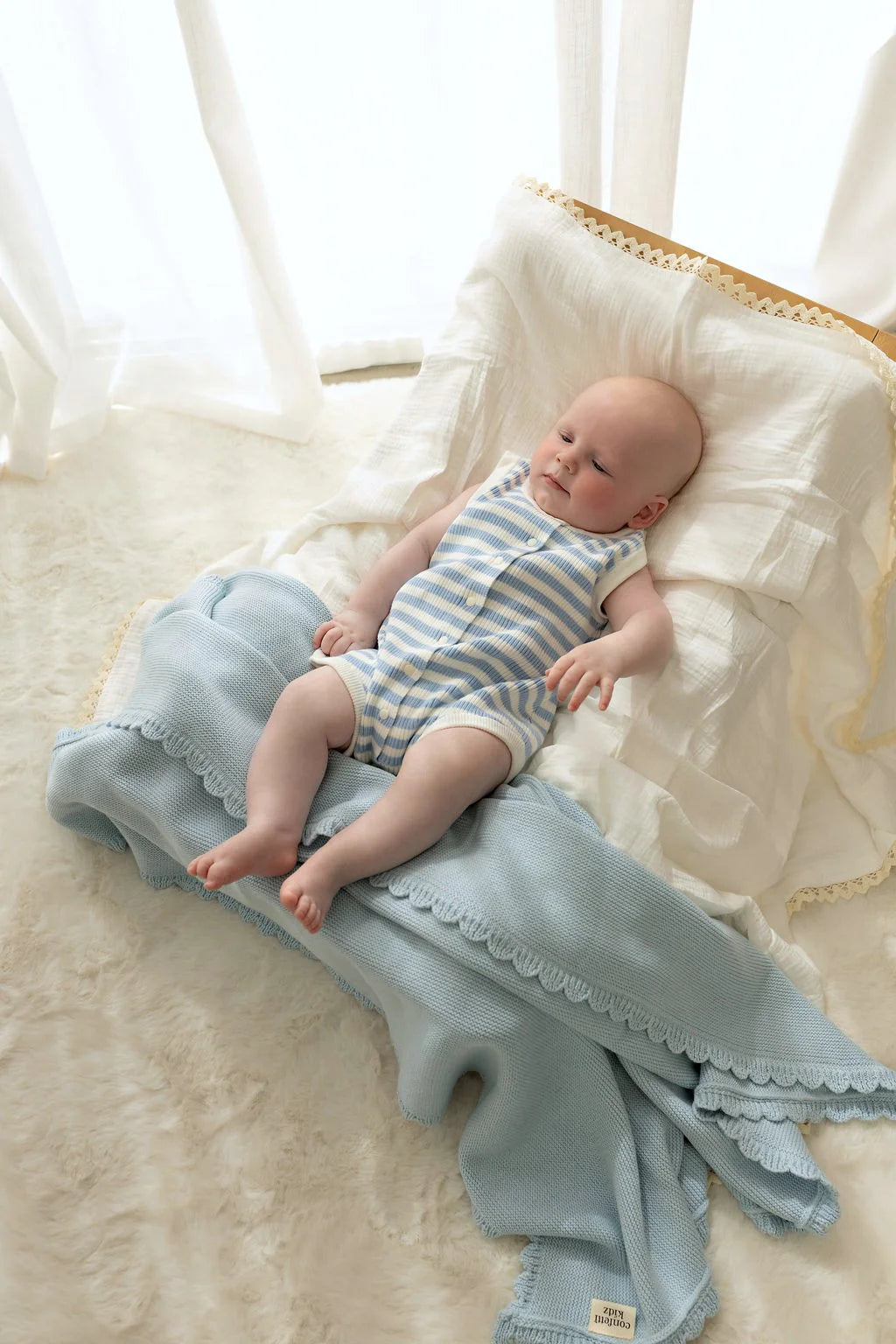 Confetti Kidz Heritage Knit Blanket | Traditional Blue