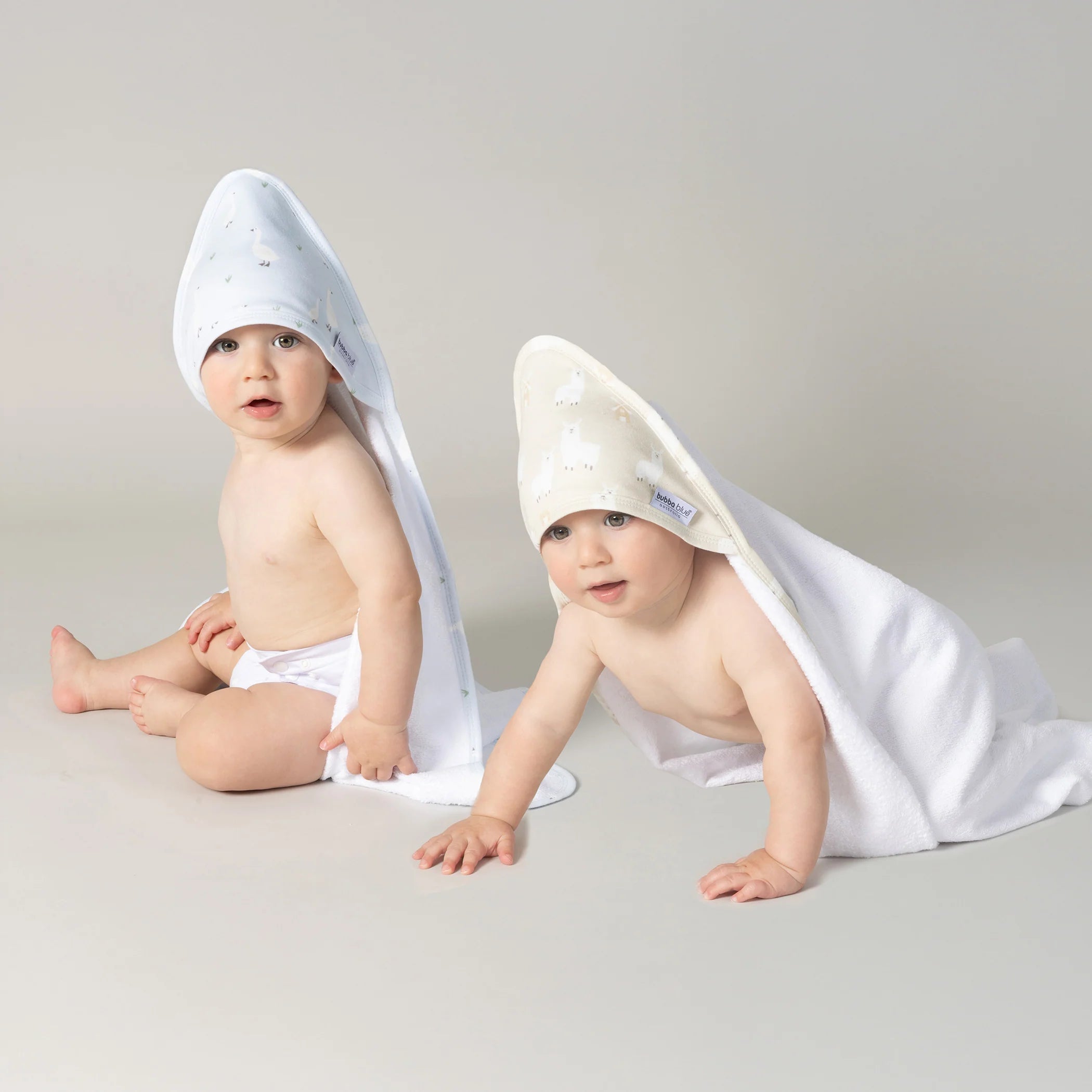 Bubba Blue Provincial 2pk Hooded Towel Sky/Almond