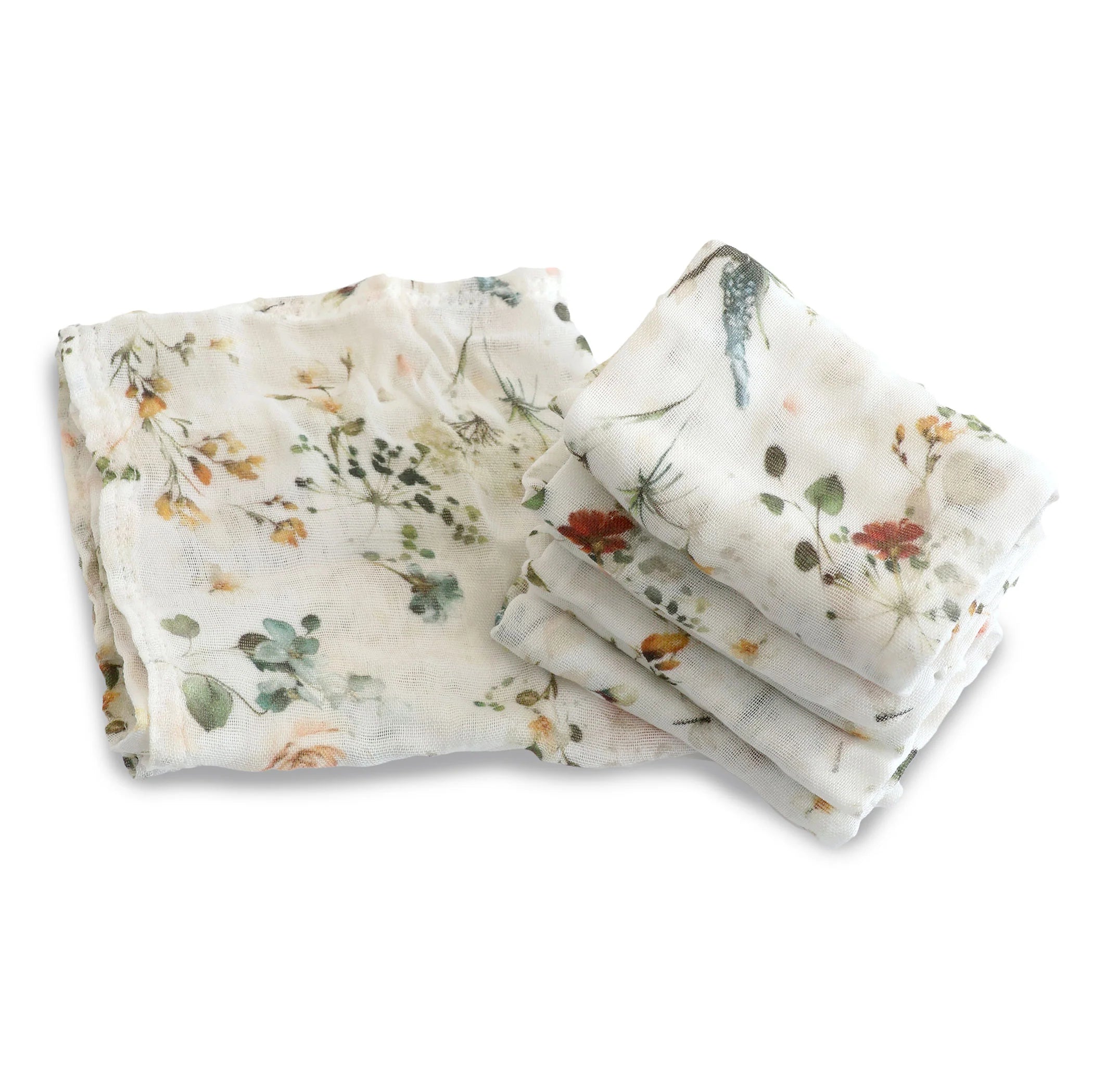 Bubba Blue Peonies Bamboo 6pk Muslin Face Washers
