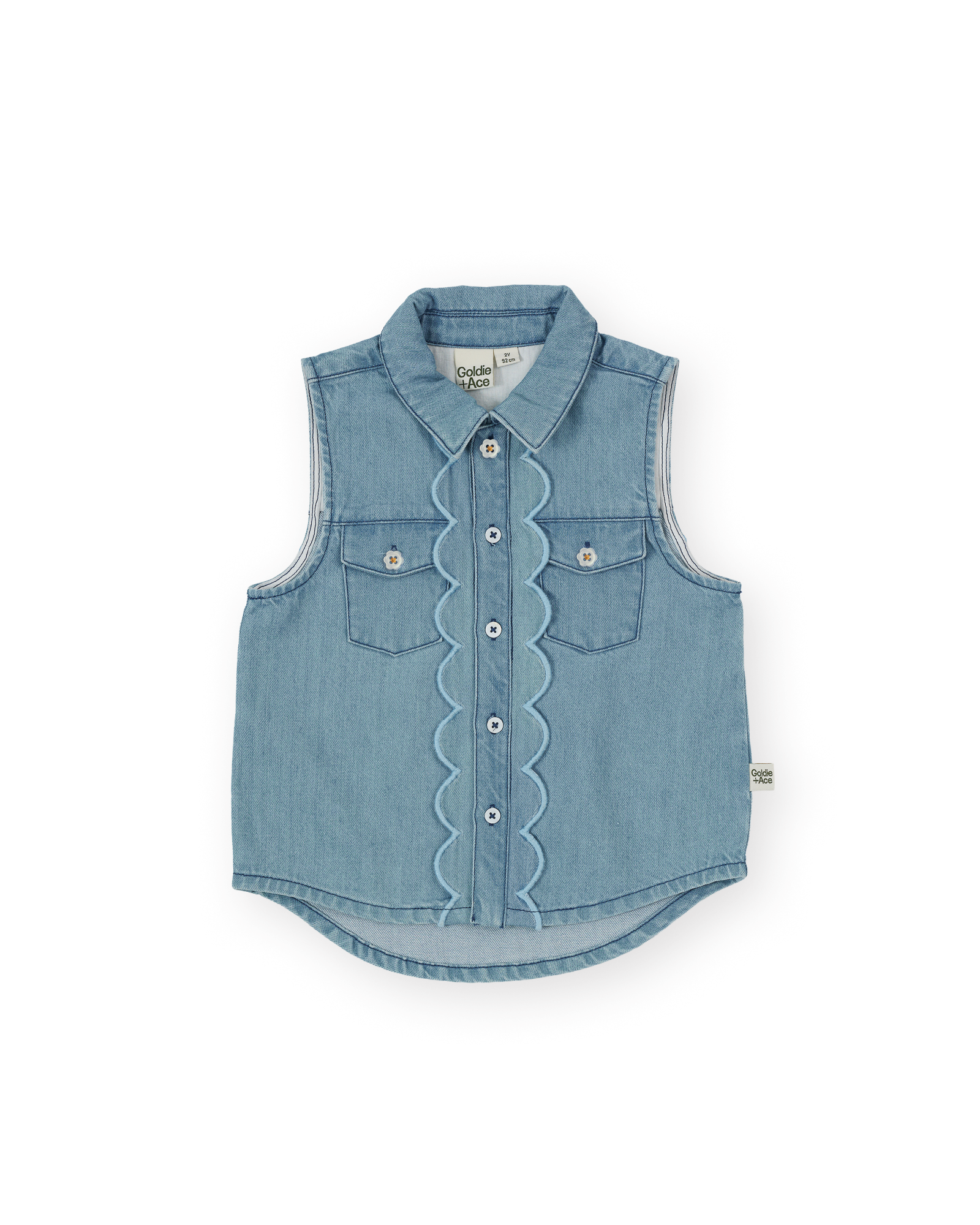 GOLDIE & ACE SCALLOP EDGE CHAMBRAY VEST