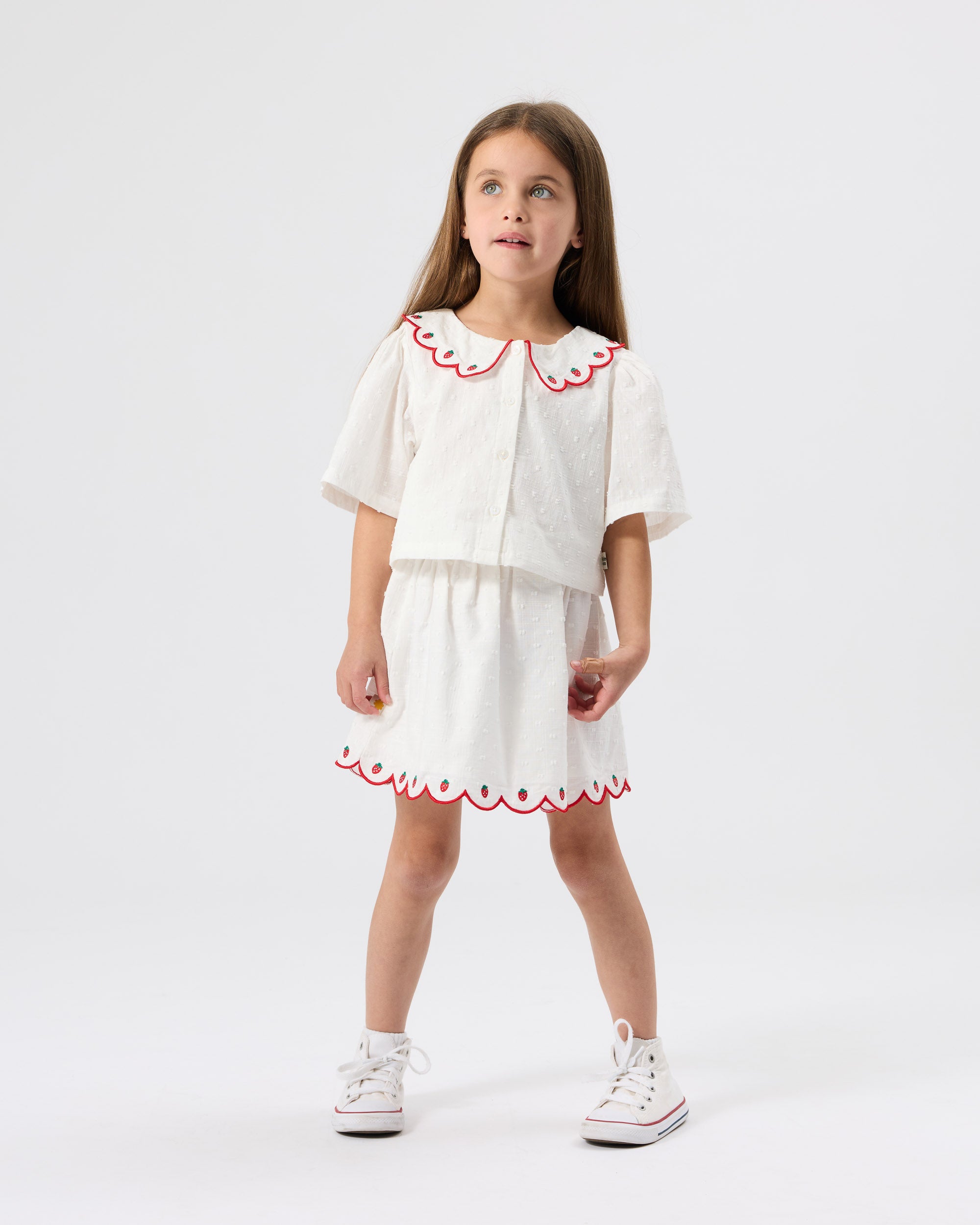 GOLDIE & ACE SCALLOP HEM STRAWBERRY SKIRT