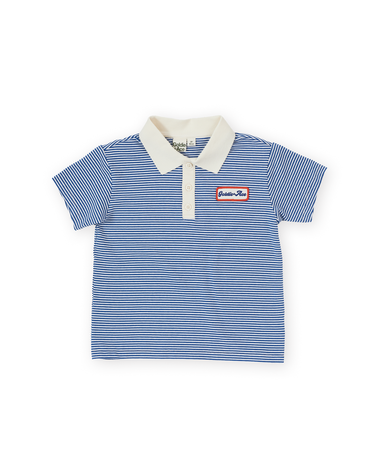 GOLDIE & ACE NAVY STRIPE LOGO POLO TOP