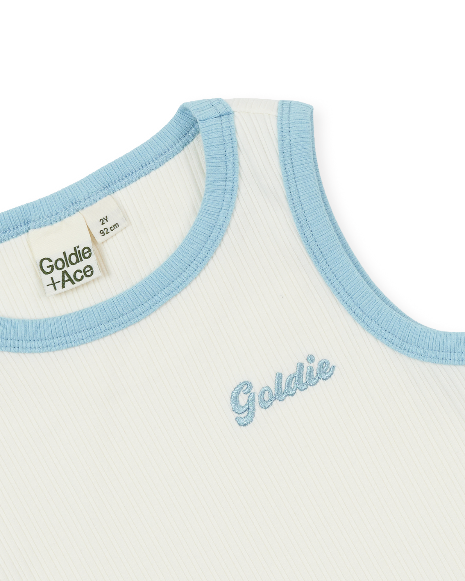 EMBROIDERED COLOUR POP RIB SINGLET WHITE