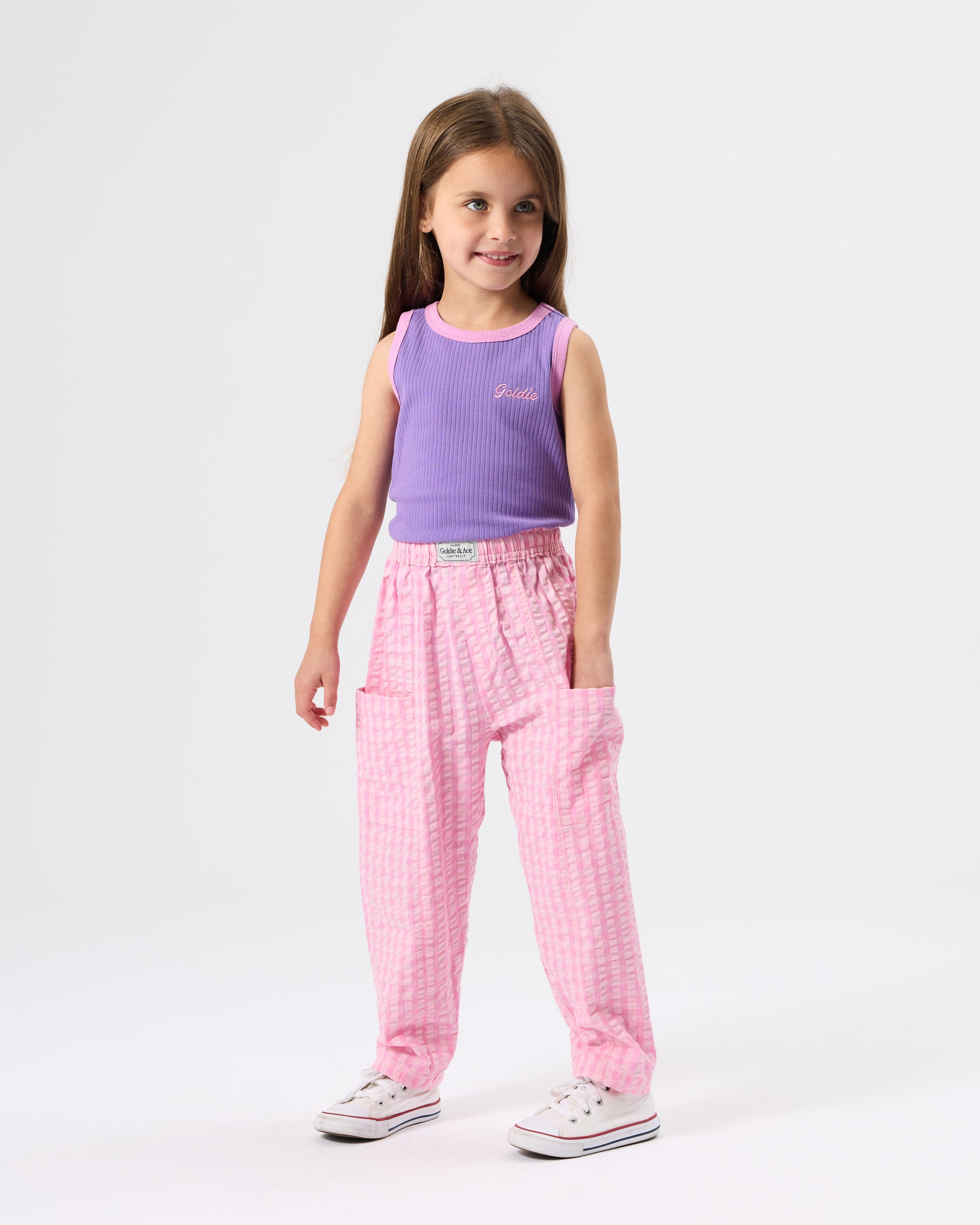 GOLDIE & ACE EMBROIDERED COLOUR POP RIB SINGLET PURPLE