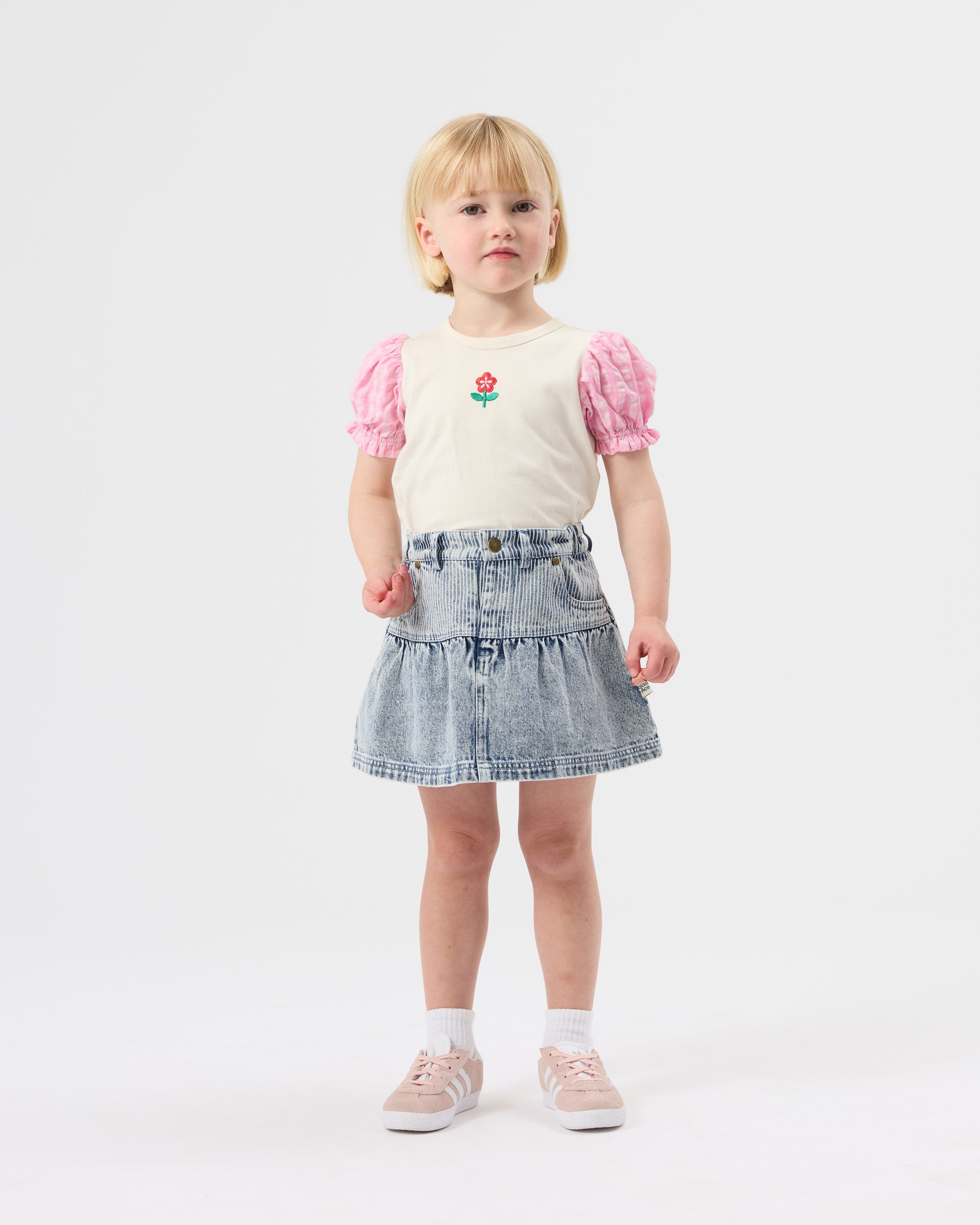 GOLDIE & ACE GINGHAM PUFF SLEEVE TOP