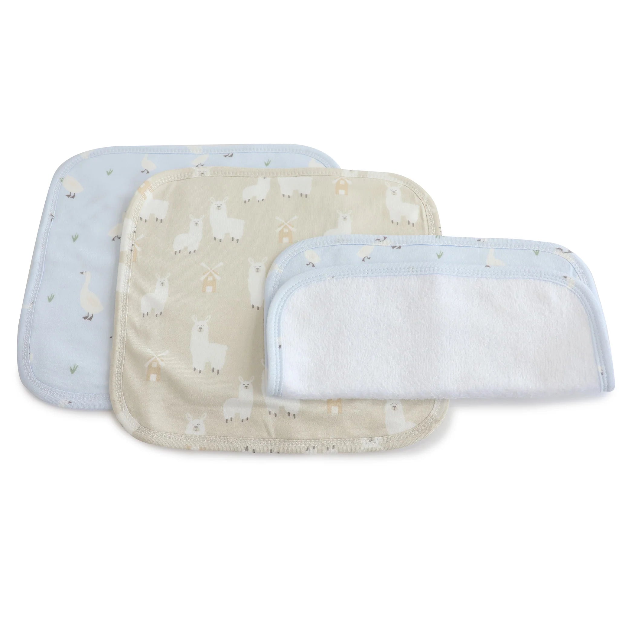 Bubba Blue Provincial 3pk Wash Cloth Sky/Almond