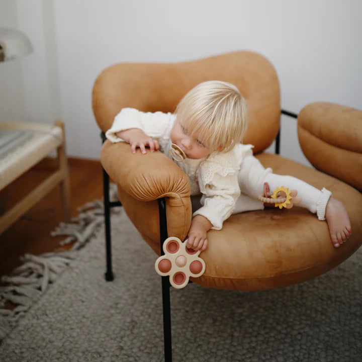 Mushie Flower Press Toy - Rose/ Blush/ Shifting Sand