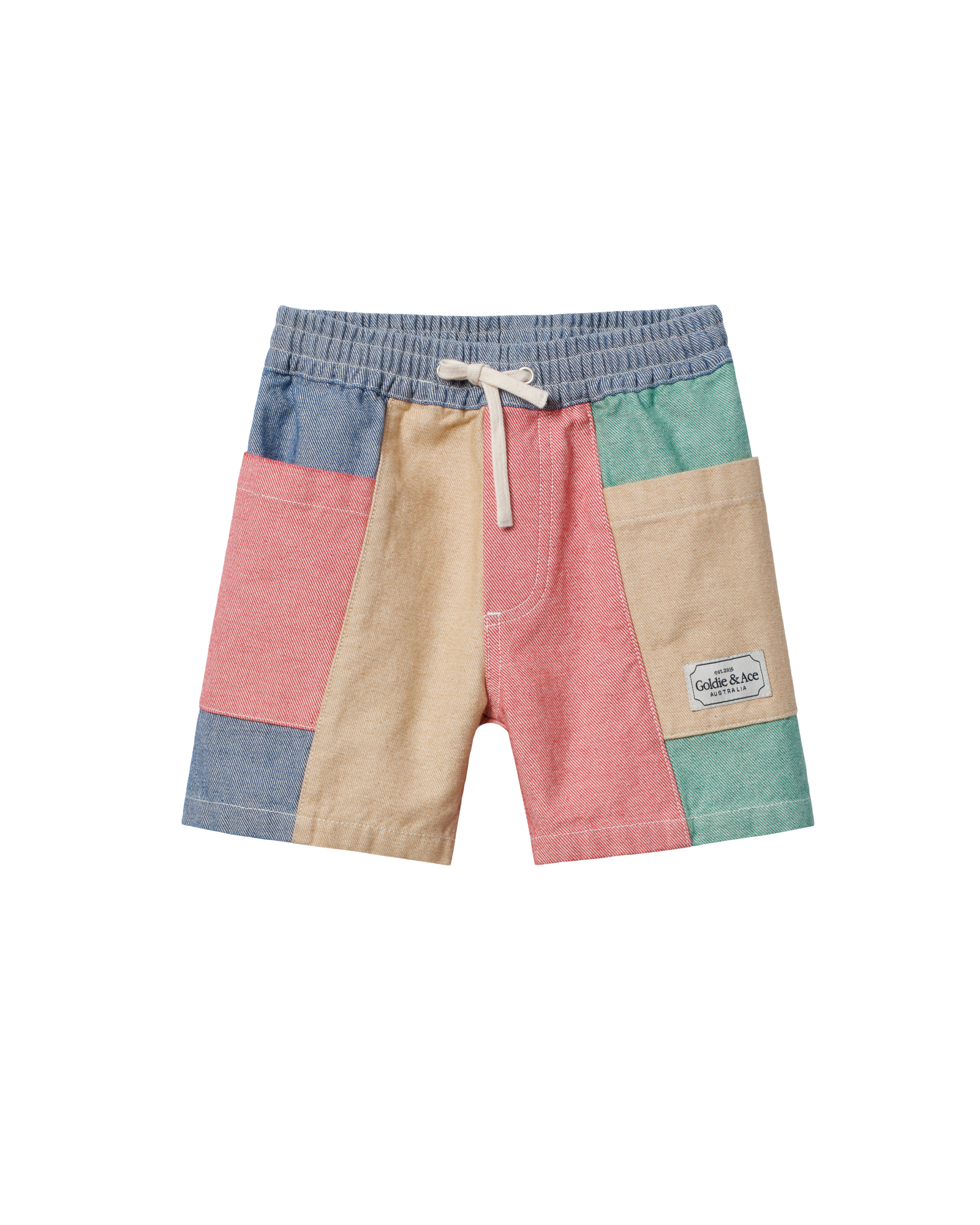 GOLDIE & ACE PATCHWORK STRIPE NOAH POCKET SHORTS