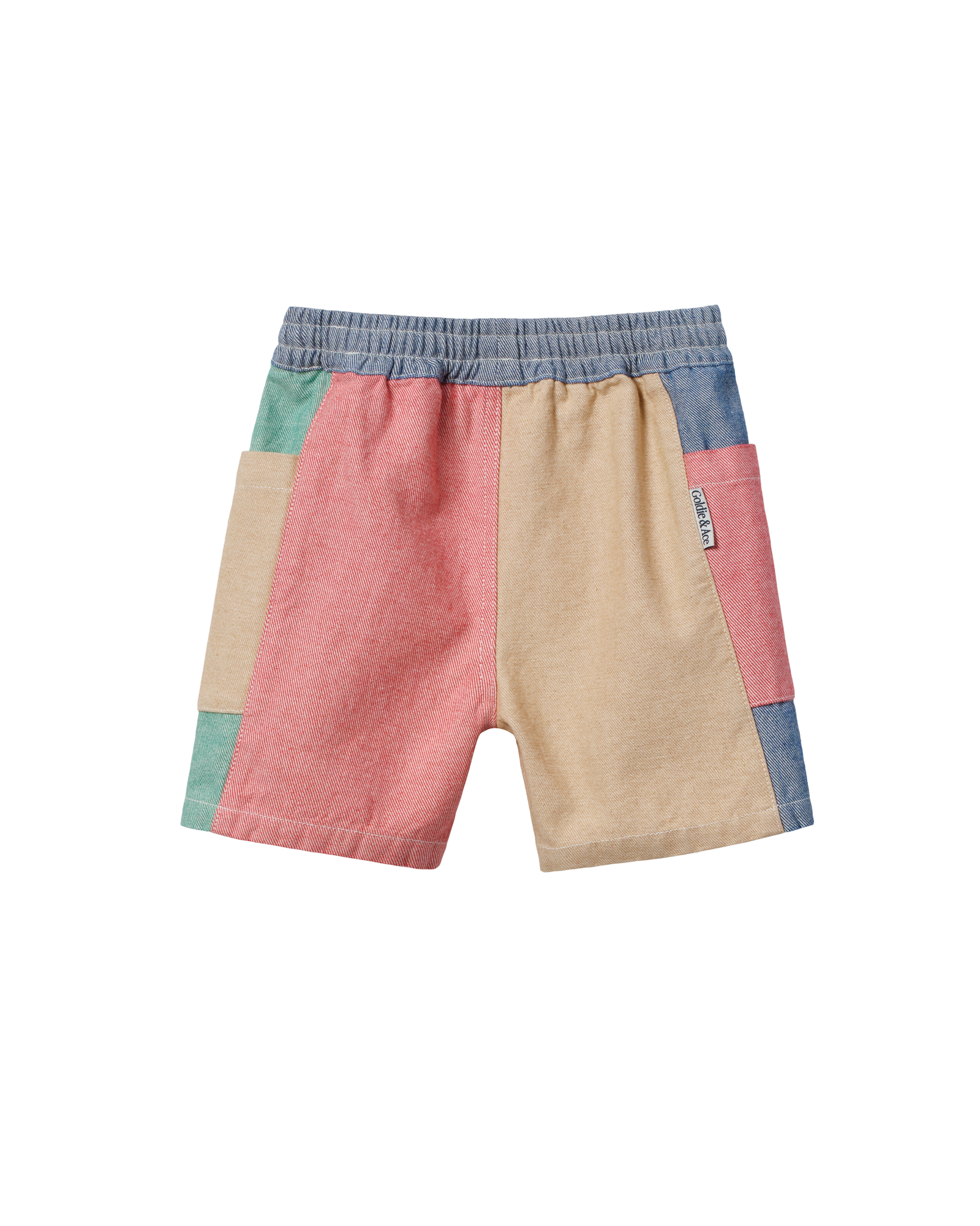 GOLDIE & ACE PATCHWORK STRIPE NOAH POCKET SHORTS