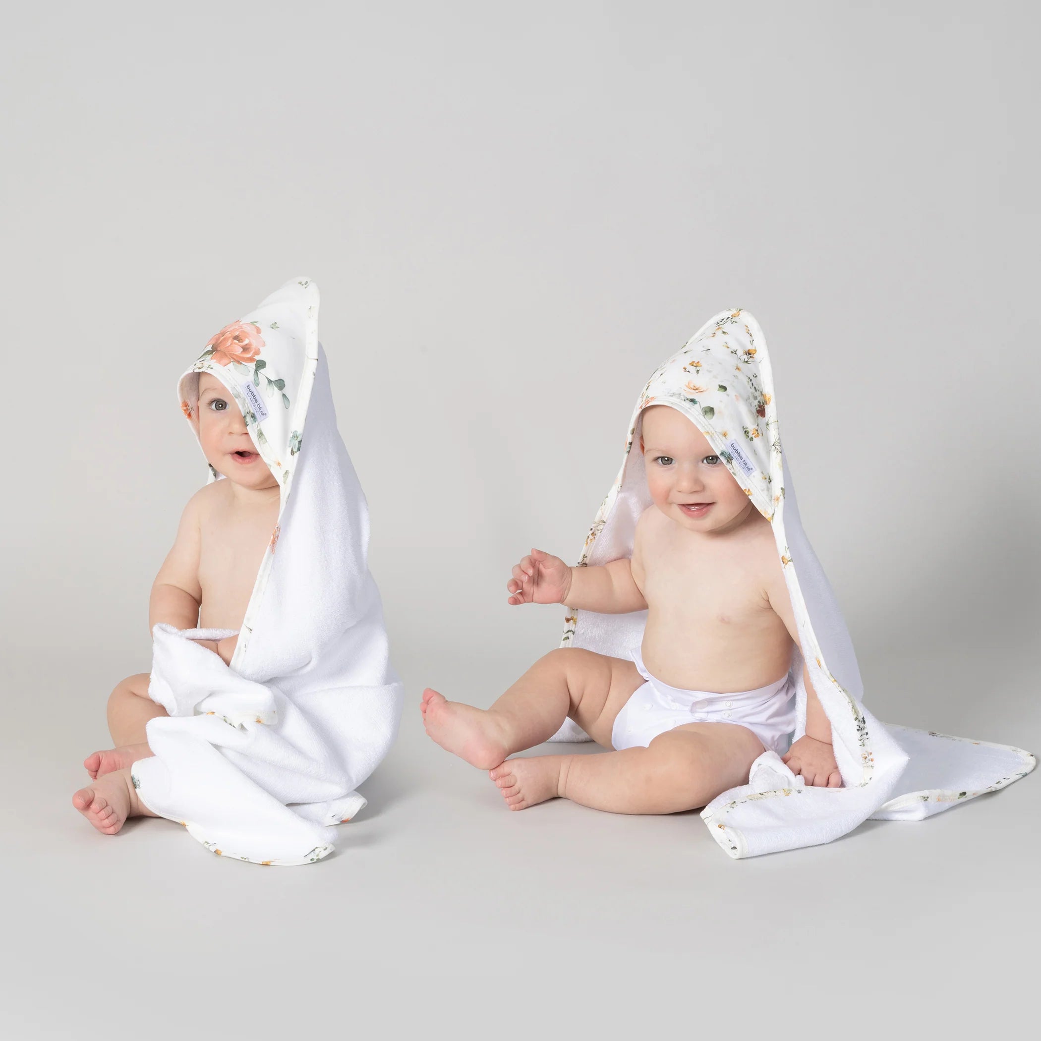 Bubba Blue Peonies Bamboo 2pk Hooded Towels