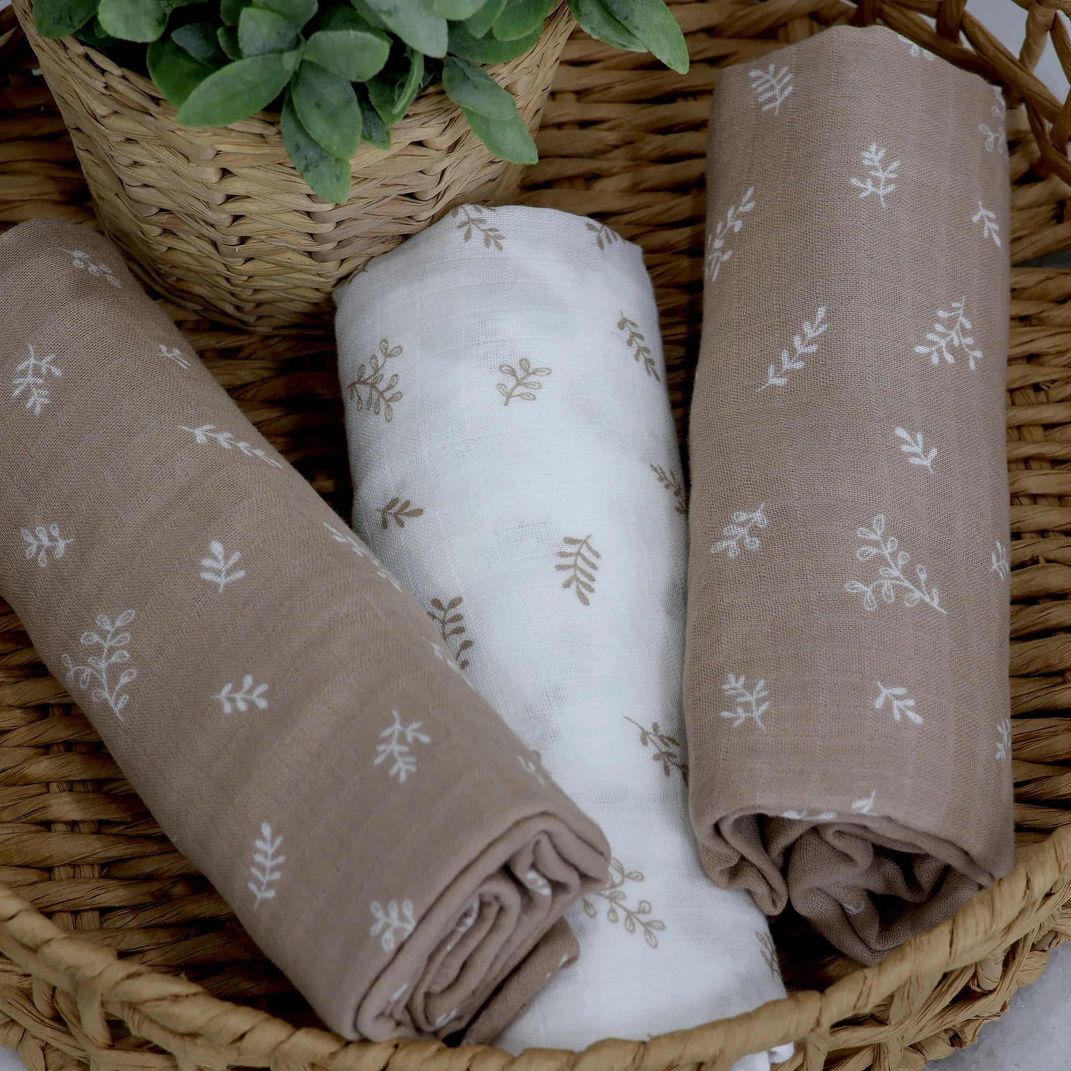 Bubba Blue Organic 3pk Muslin Wraps Chestnut