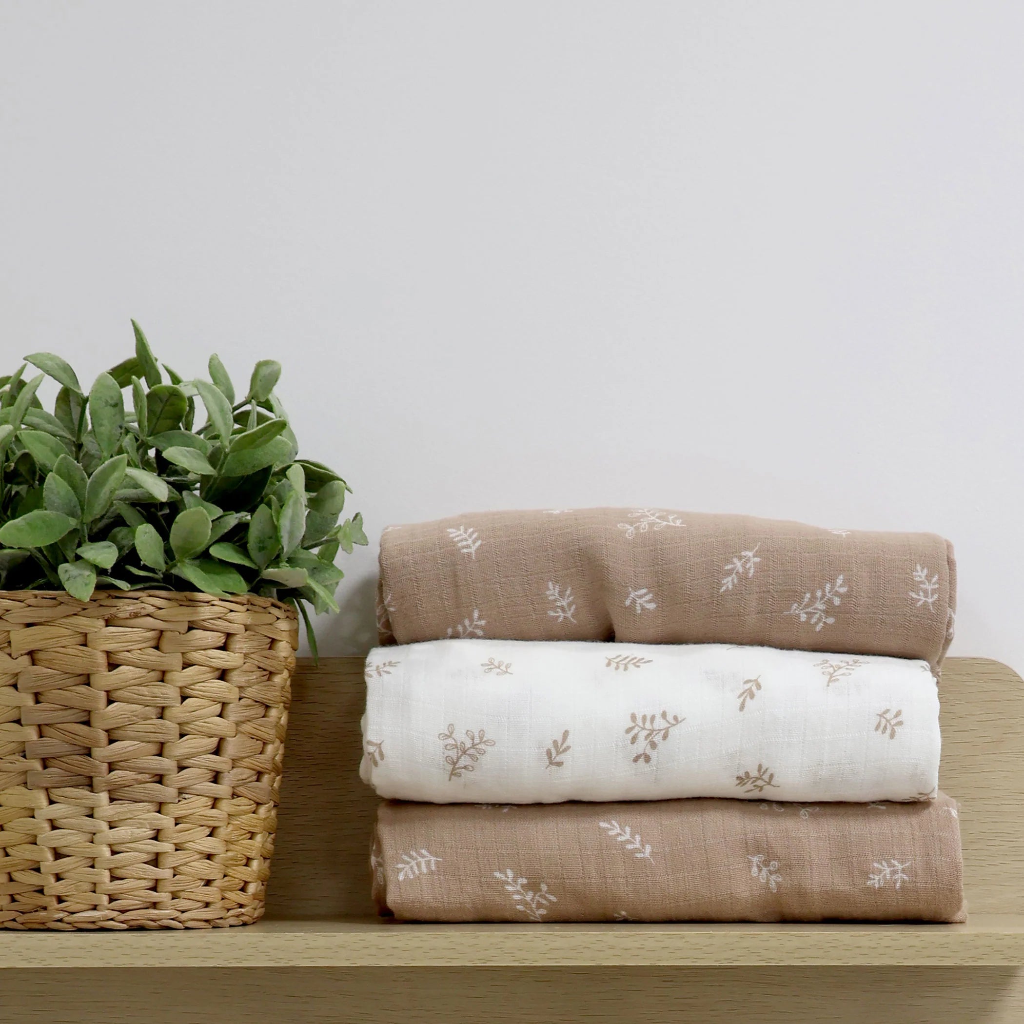 Bubba Blue Organic 3pk Muslin Wraps Chestnut