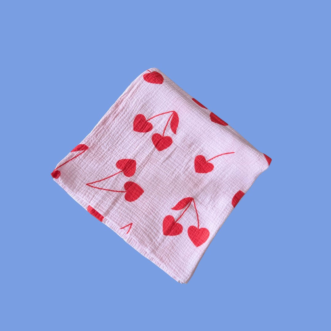 Golden Child Cherry Heart Swaddle - Candy