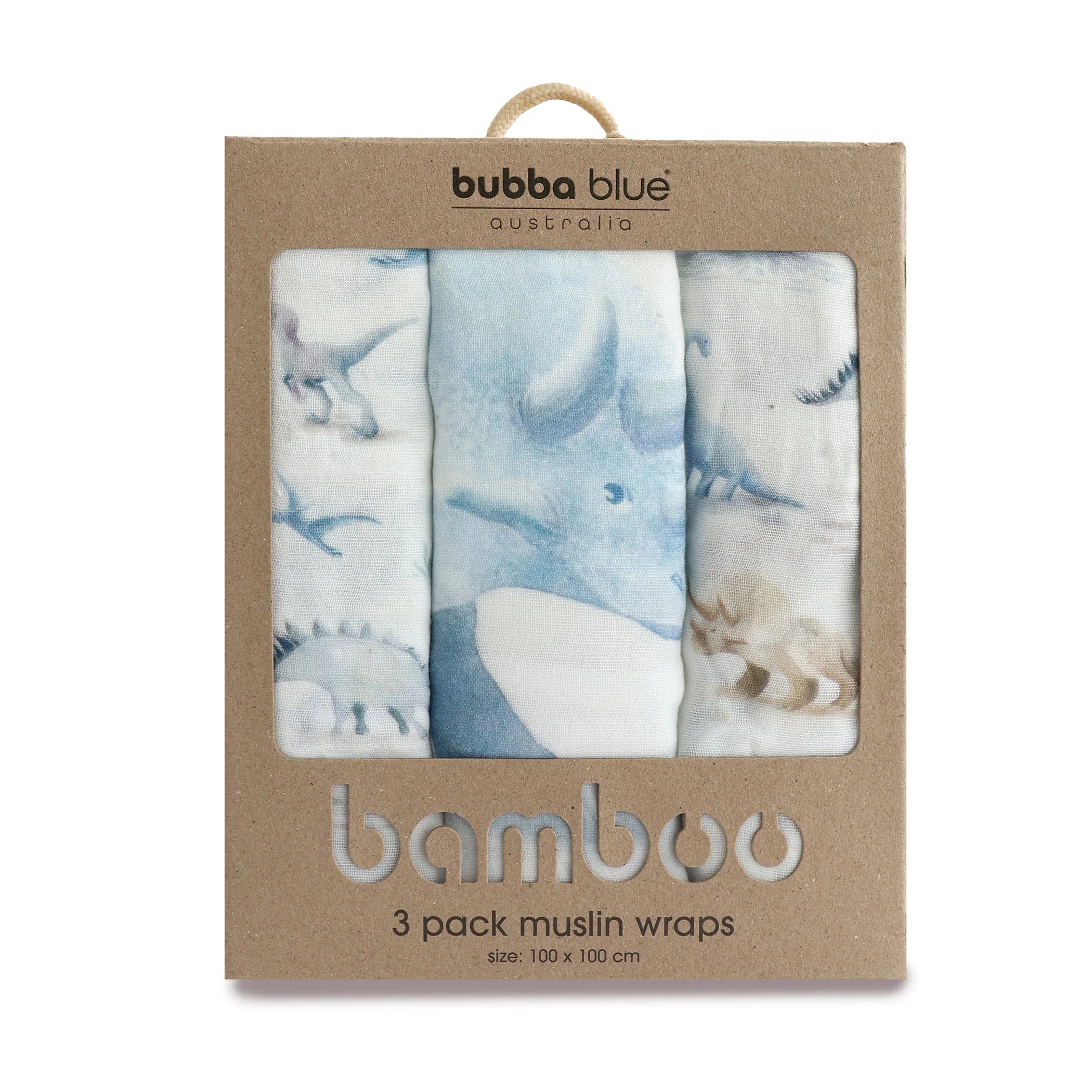 Bubba Blue Jurassic Bamboo 3pk Muslin Wraps