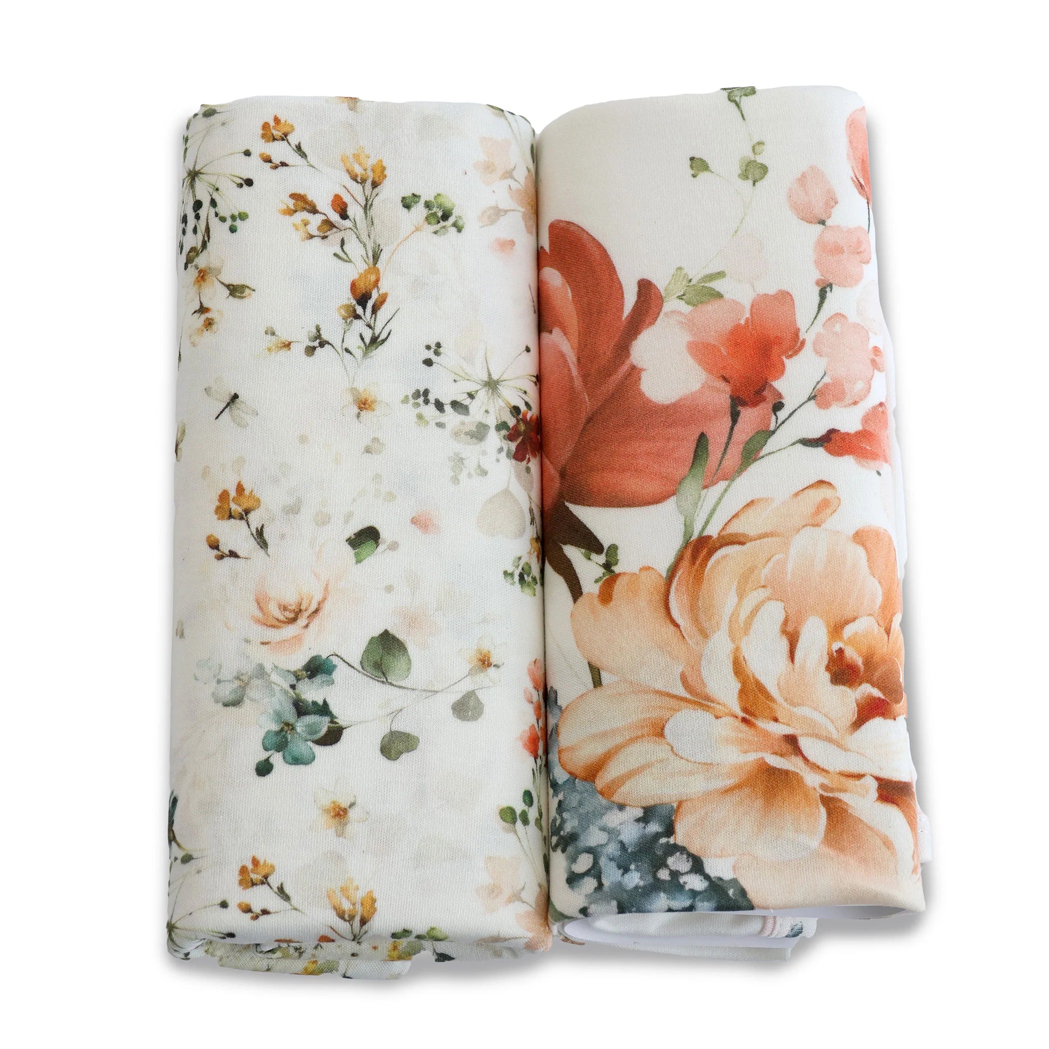 Bubba Blue Peonies Bamboo 2pk Jersey Wraps,