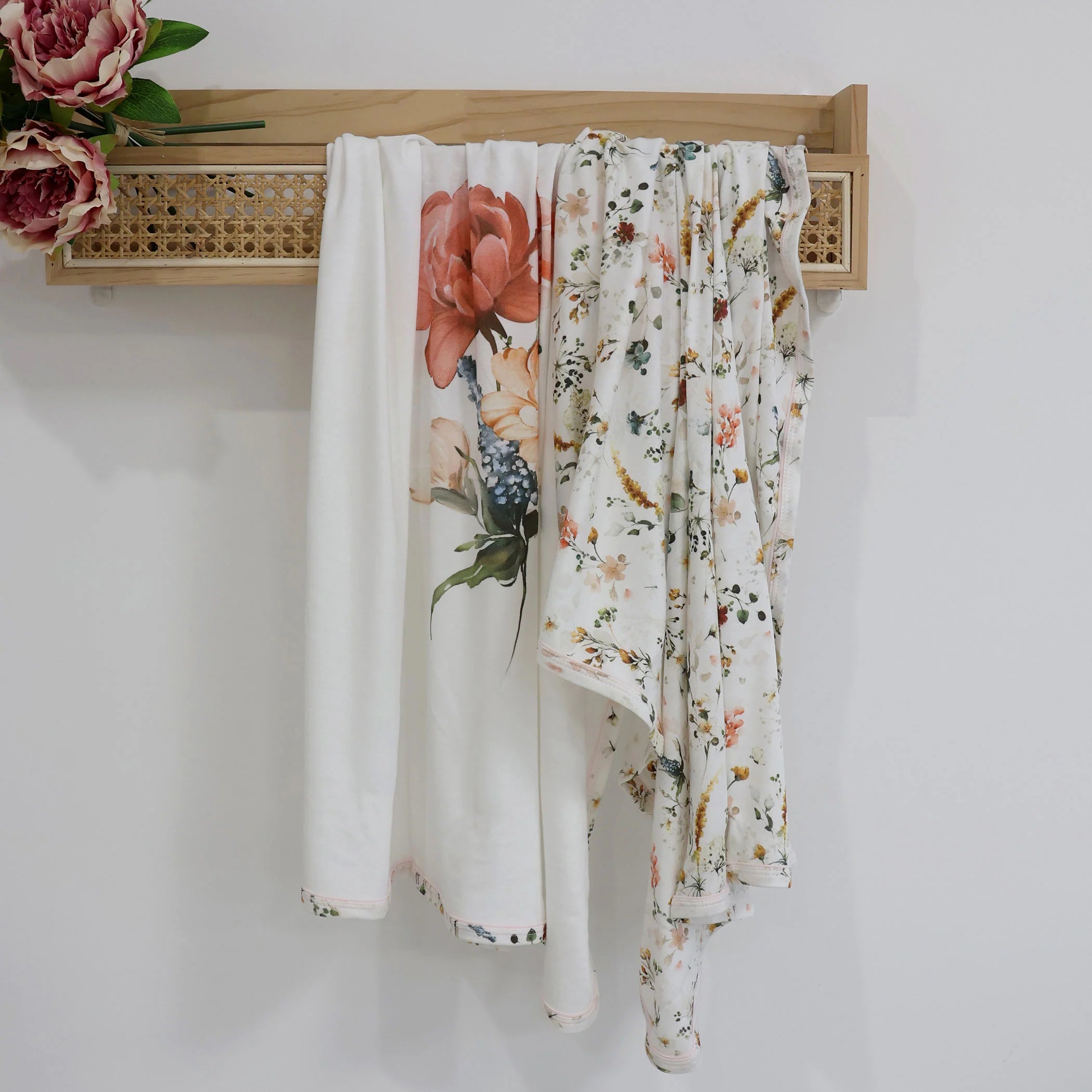 Bubba Blue Peonies Bamboo 2pk Jersey Wraps,