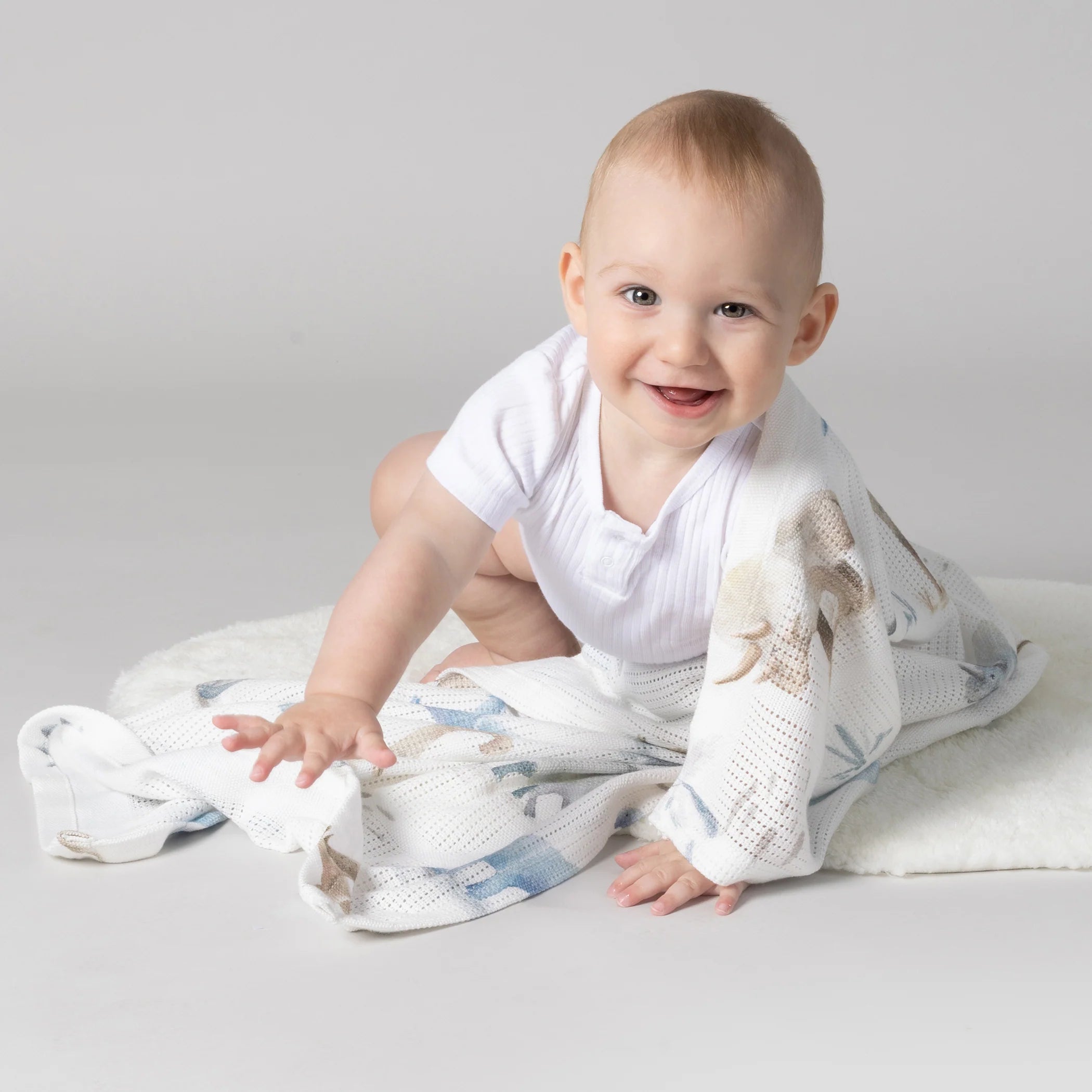 Bubba Blue Jurassic Cellular Blanket