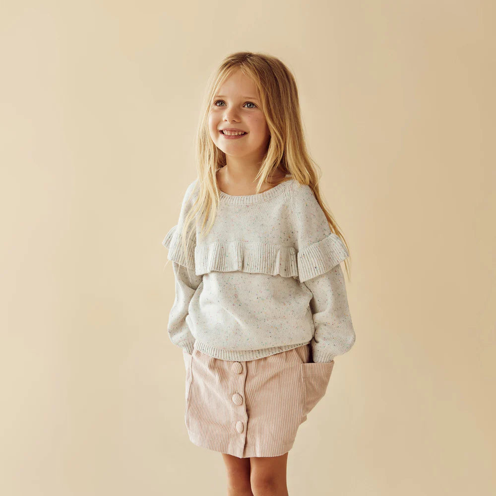 Wilson and Frenchy Organic Knitted Ribbed Jumper - Coco Blue Speckle main image 0