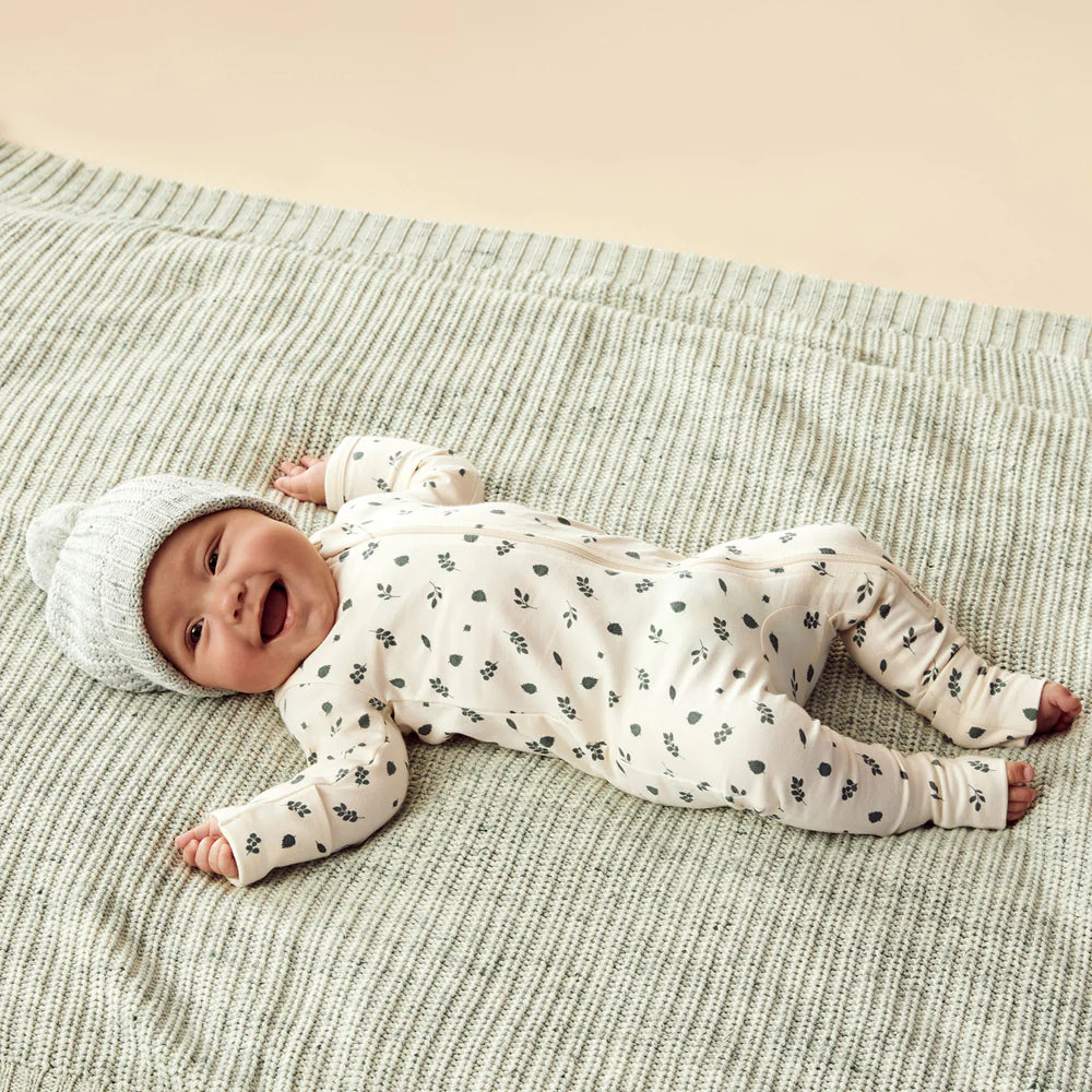 Wilson & Frenchy Twilight Leaf Organic Zipsuit with Feet