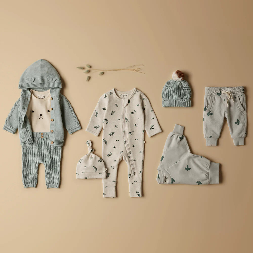 Wilson & Frenchy Little Olive Organic Waffle Zipsuit