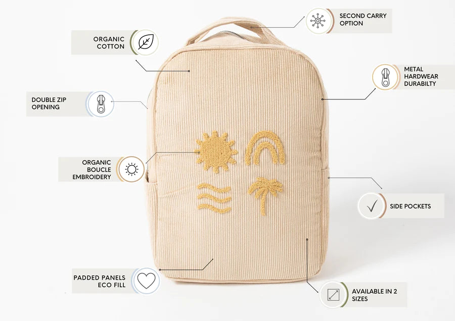 Bam Loves Boo Solstice Organic Backpack Mini - Beige