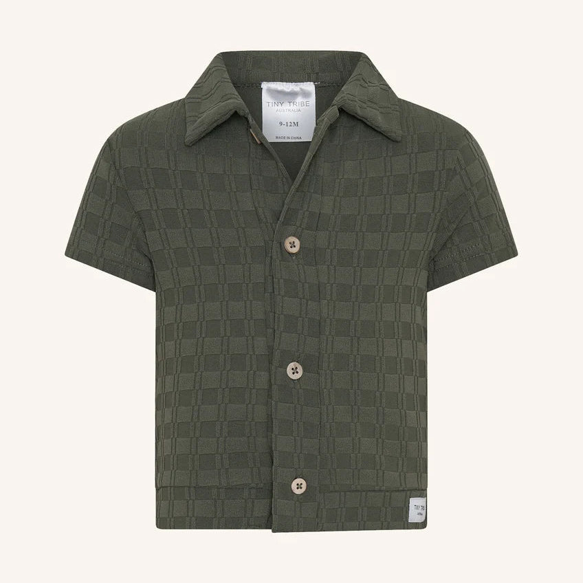 Tiny Tribe Collared Button Shirt- Olive