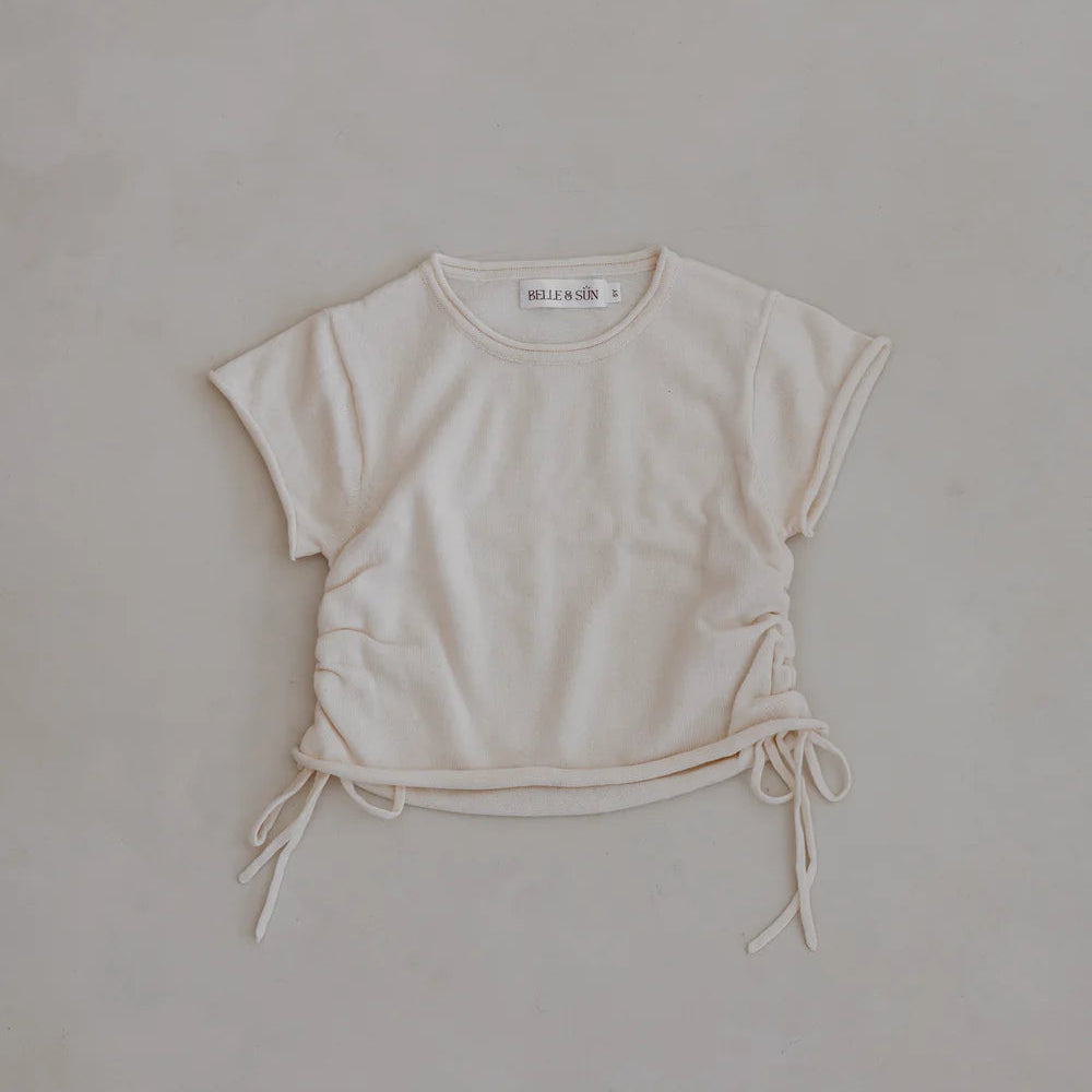 Belle & Sun Gathered Knit Tshirt - Natural