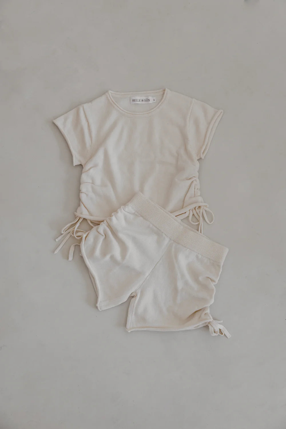 Belle & Sun Gathered Knit Tshirt - Natural