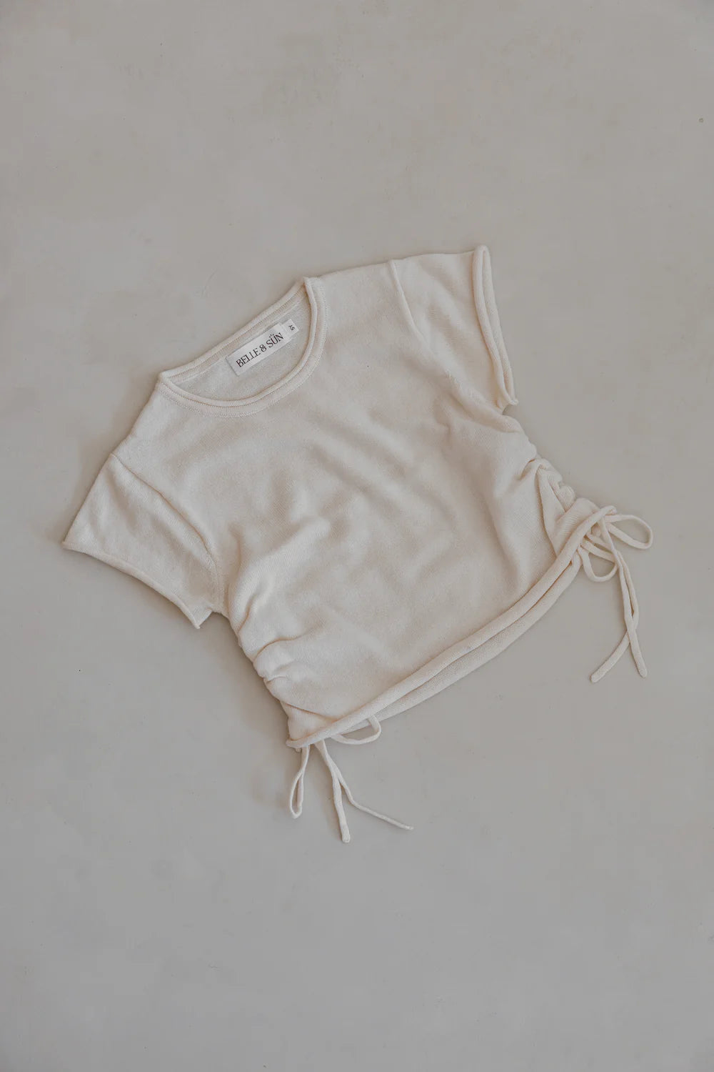 Belle & Sun Gathered Knit Tshirt - Natural