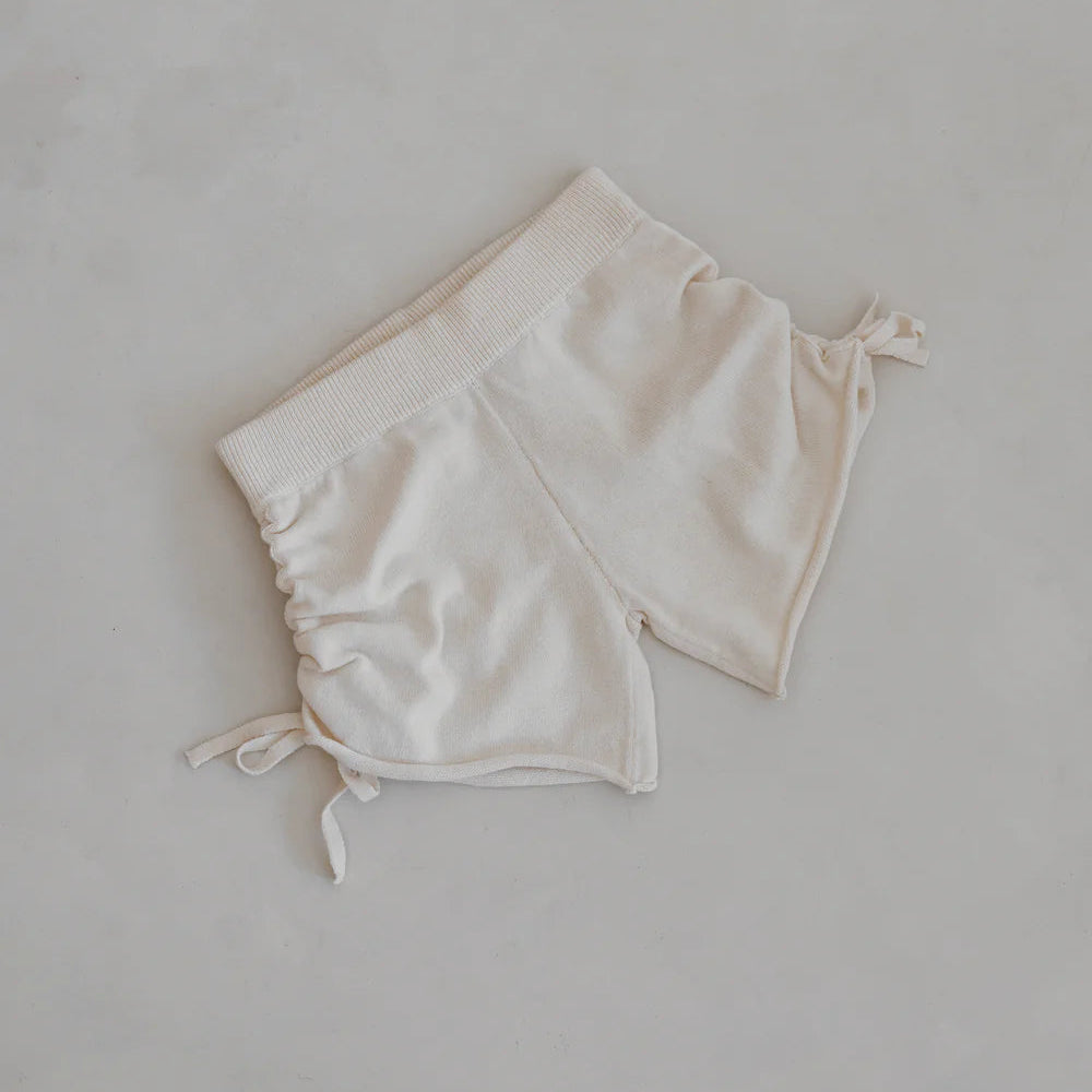 Belle & Sun Gathered Knit Shorts - Natural