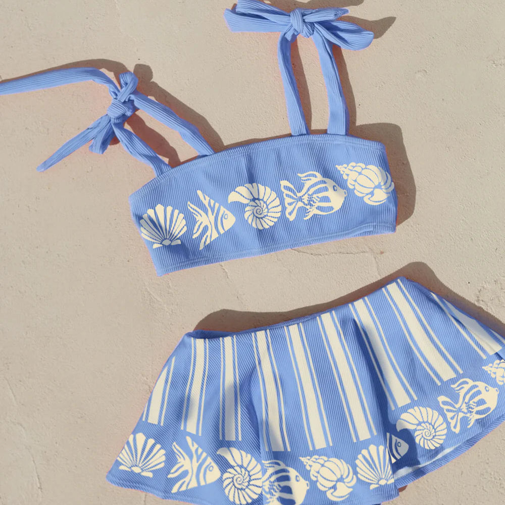 Small Swim Short Blue Holiday Bikini Set
