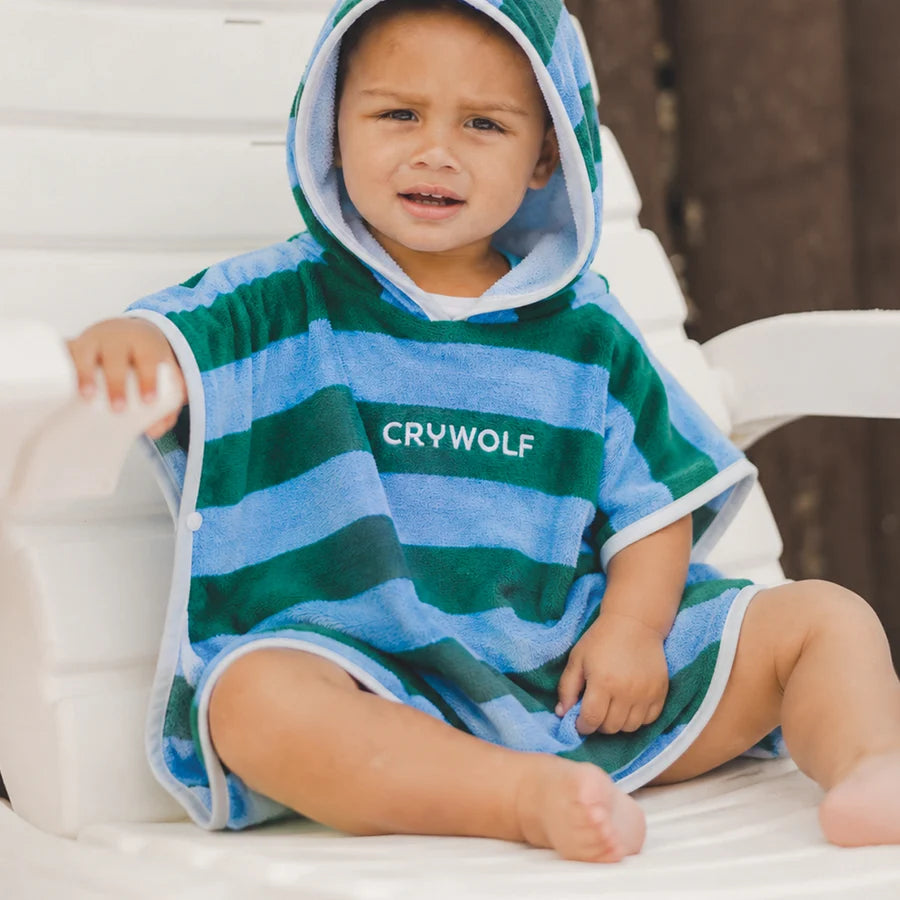 CRY WOLF BABY HOODED TOWEL DECK STRIPE