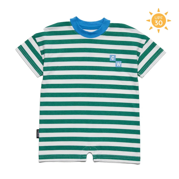 CRY WOLF SUN SMART ROMPER SEA GREEN STRIPE