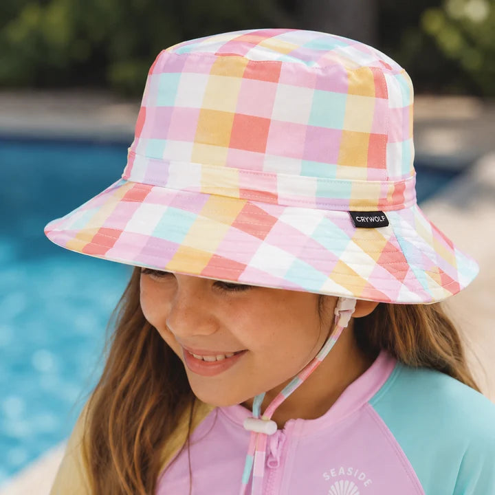 CRY WOLF SWIM BUCKET HAT POP GINGHAM