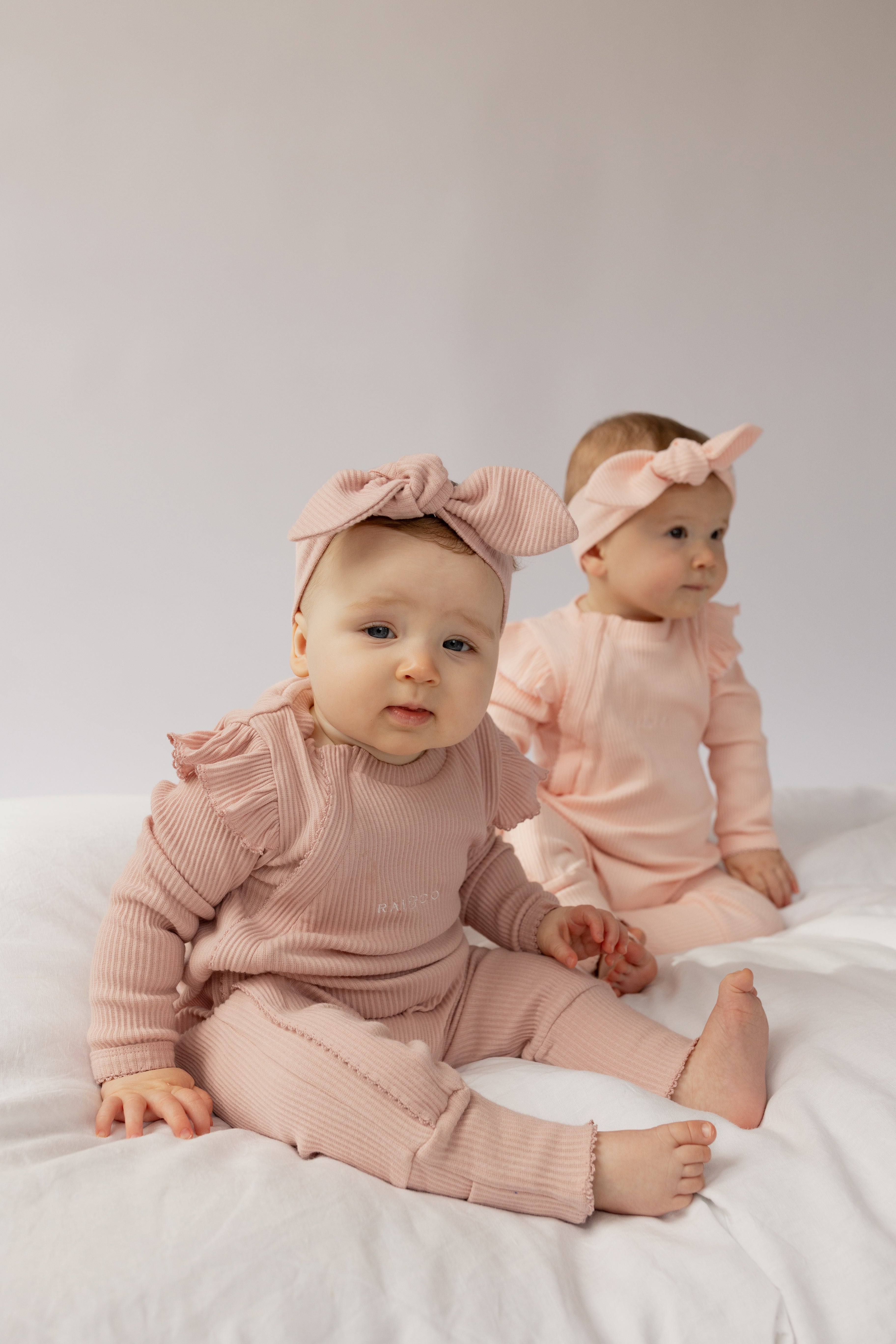 Rai & Co Frill Ribbed Jumpsuit - Powder Pink