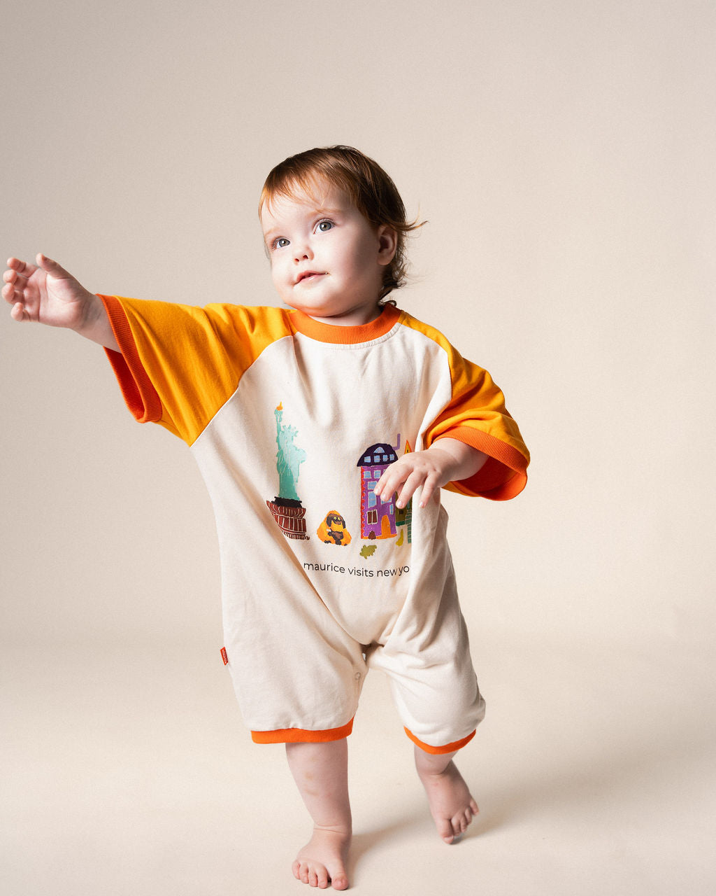 Das Ist Maurice Romper Tangerine & Off White