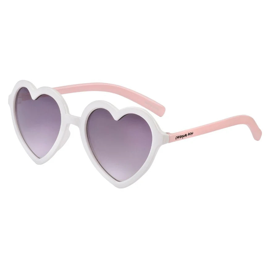 Frankie Ray Sunglasses Heart in White and Lt Pink