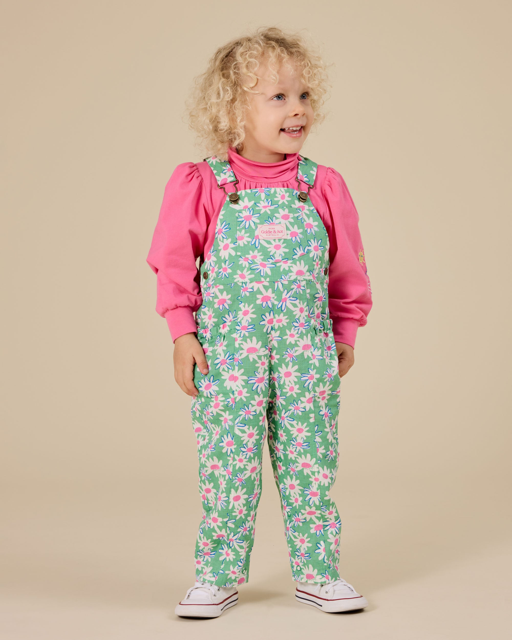 Goldie & Ace Daisy Patch Austin Pocket Overalls
