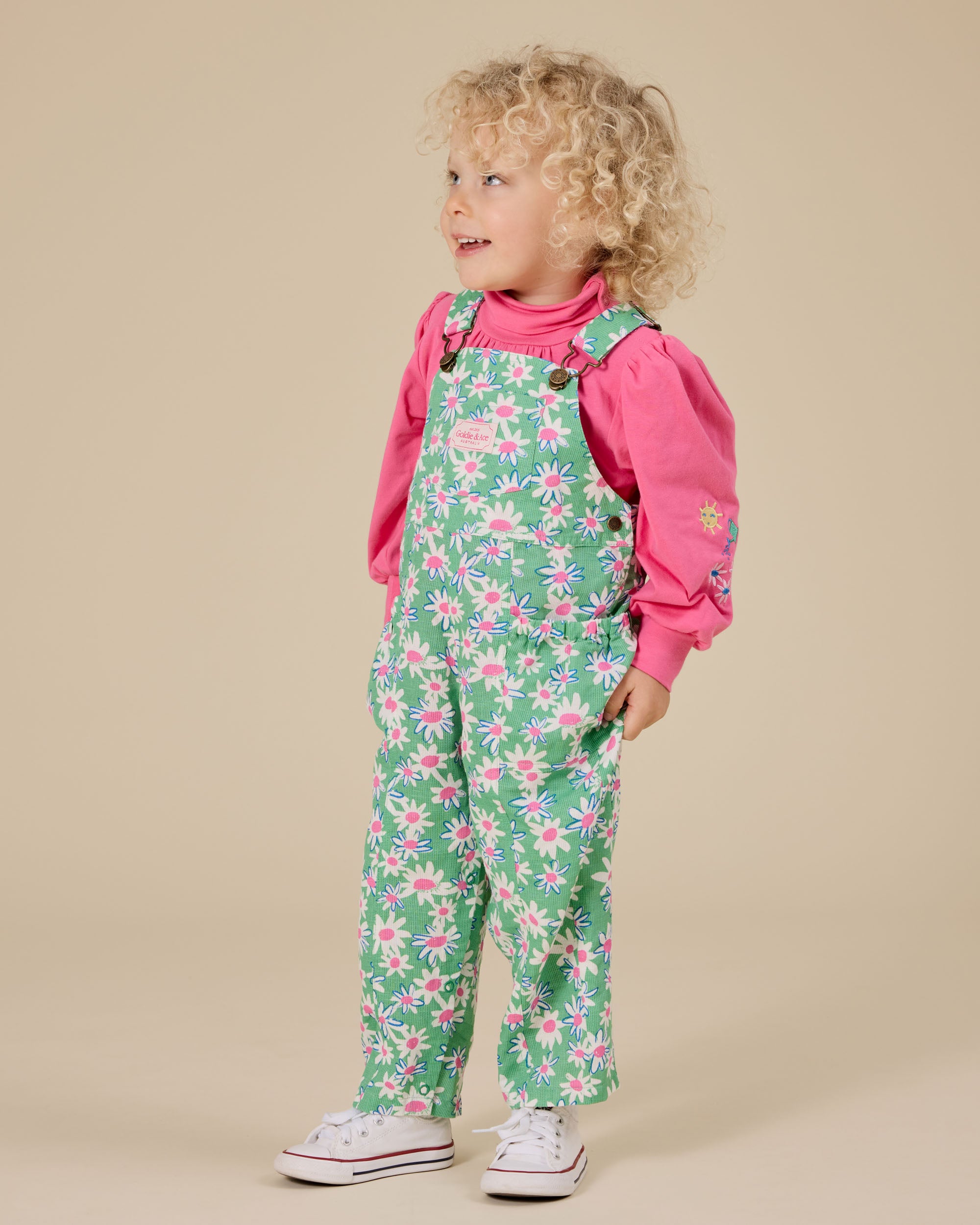 Goldie & Ace Daisy Patch Austin Pocket Overalls