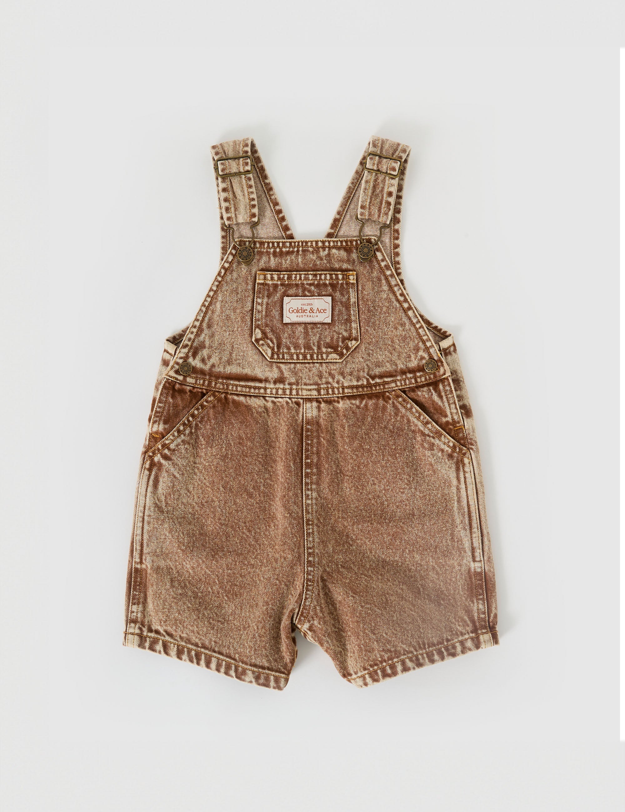 Goldie & Ace Austin Vintage Washed Denim Overalls - Brown
