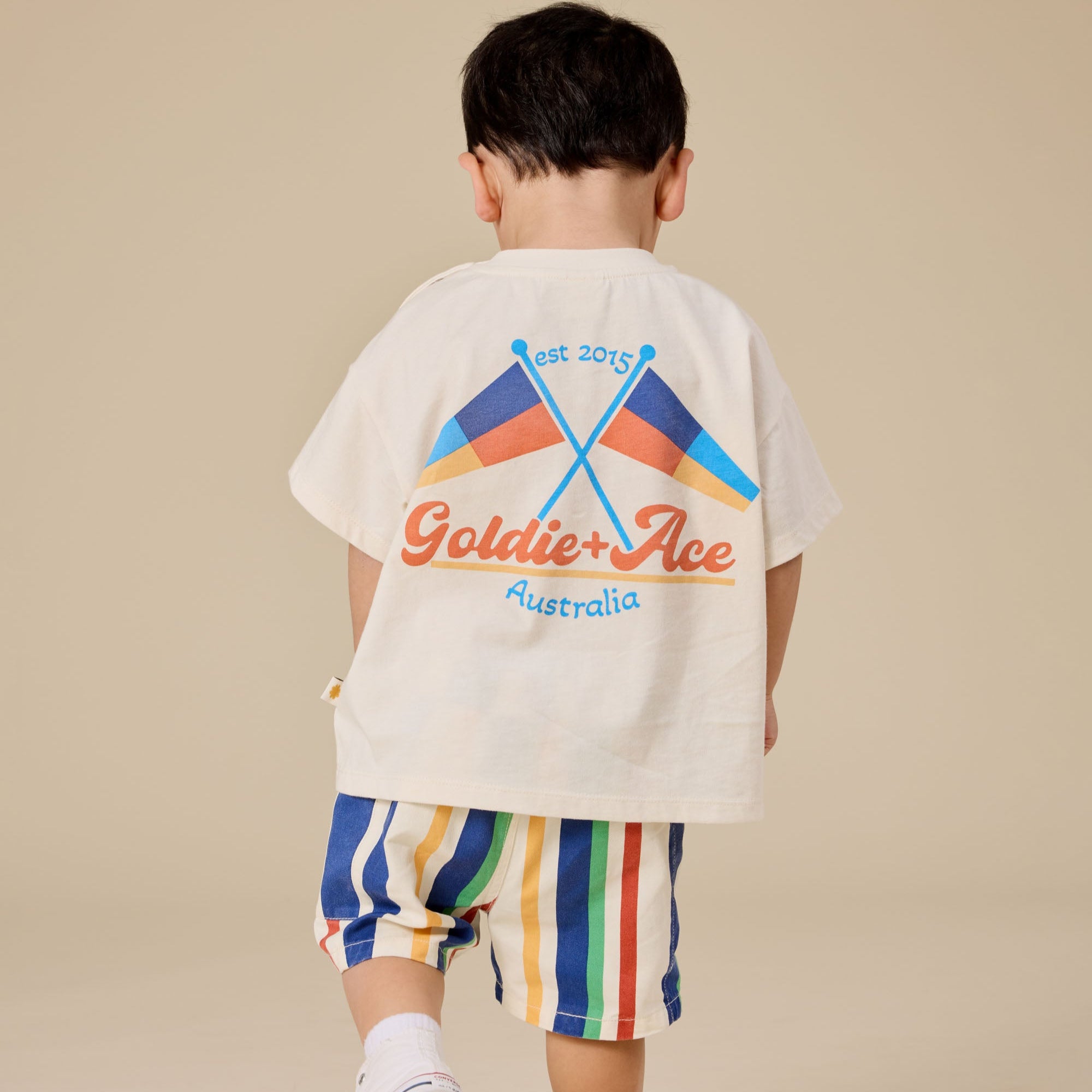 Goldie & Ace 90's Bold Stripe Noah Denim Pocket Shorts