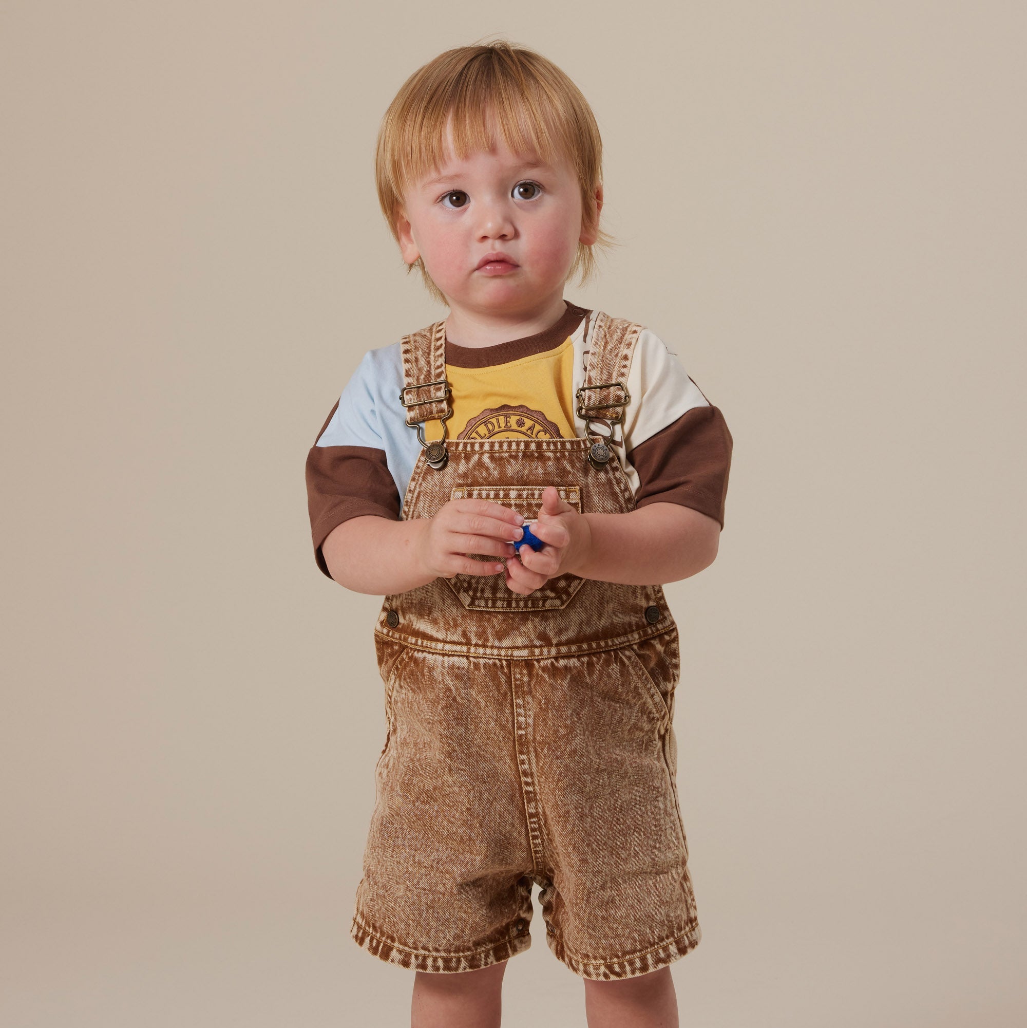 Goldie & Ace Austin Vintage Washed Denim Overalls - Brown