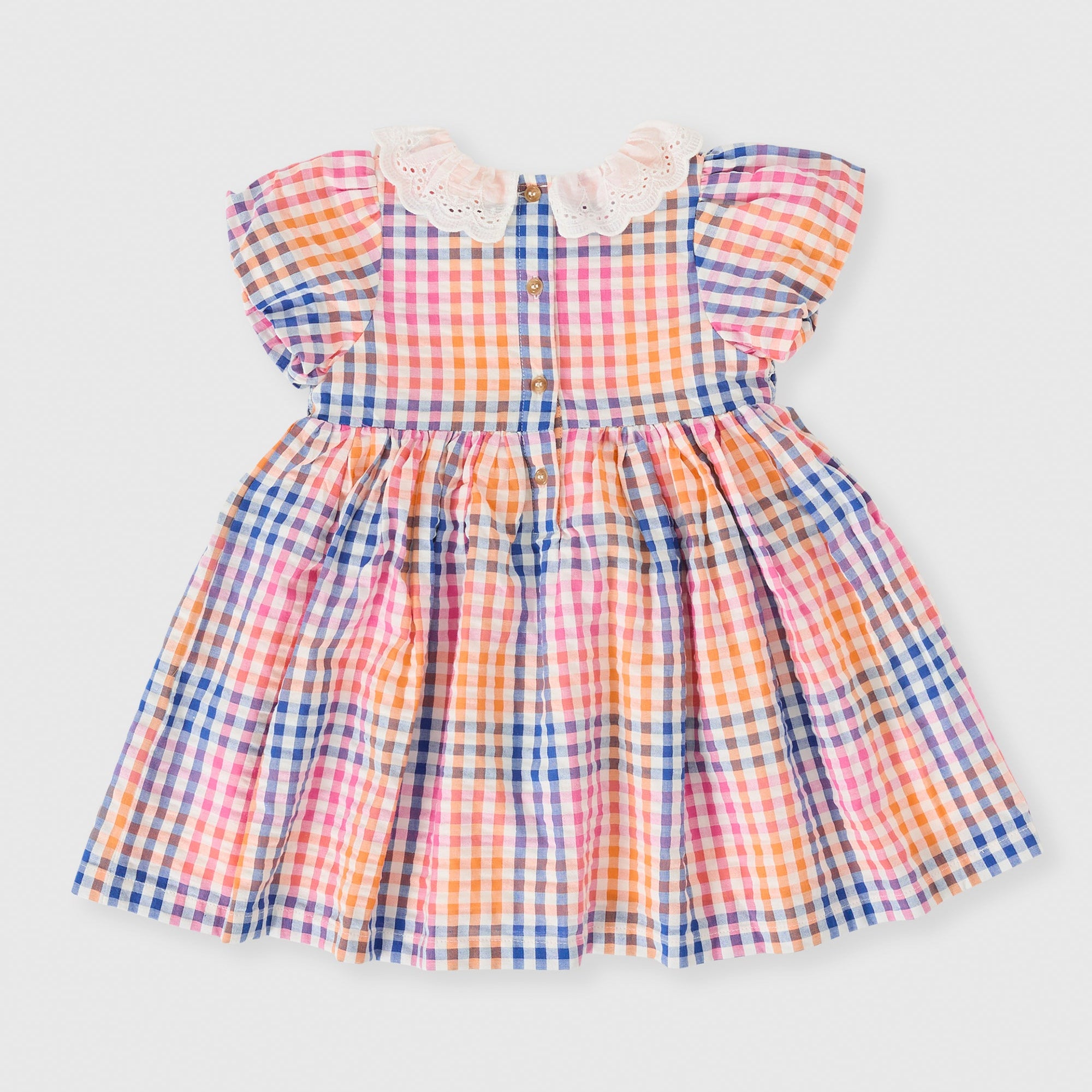 Goldie & Ace Rainbow Gingham Flo Smocked Dress