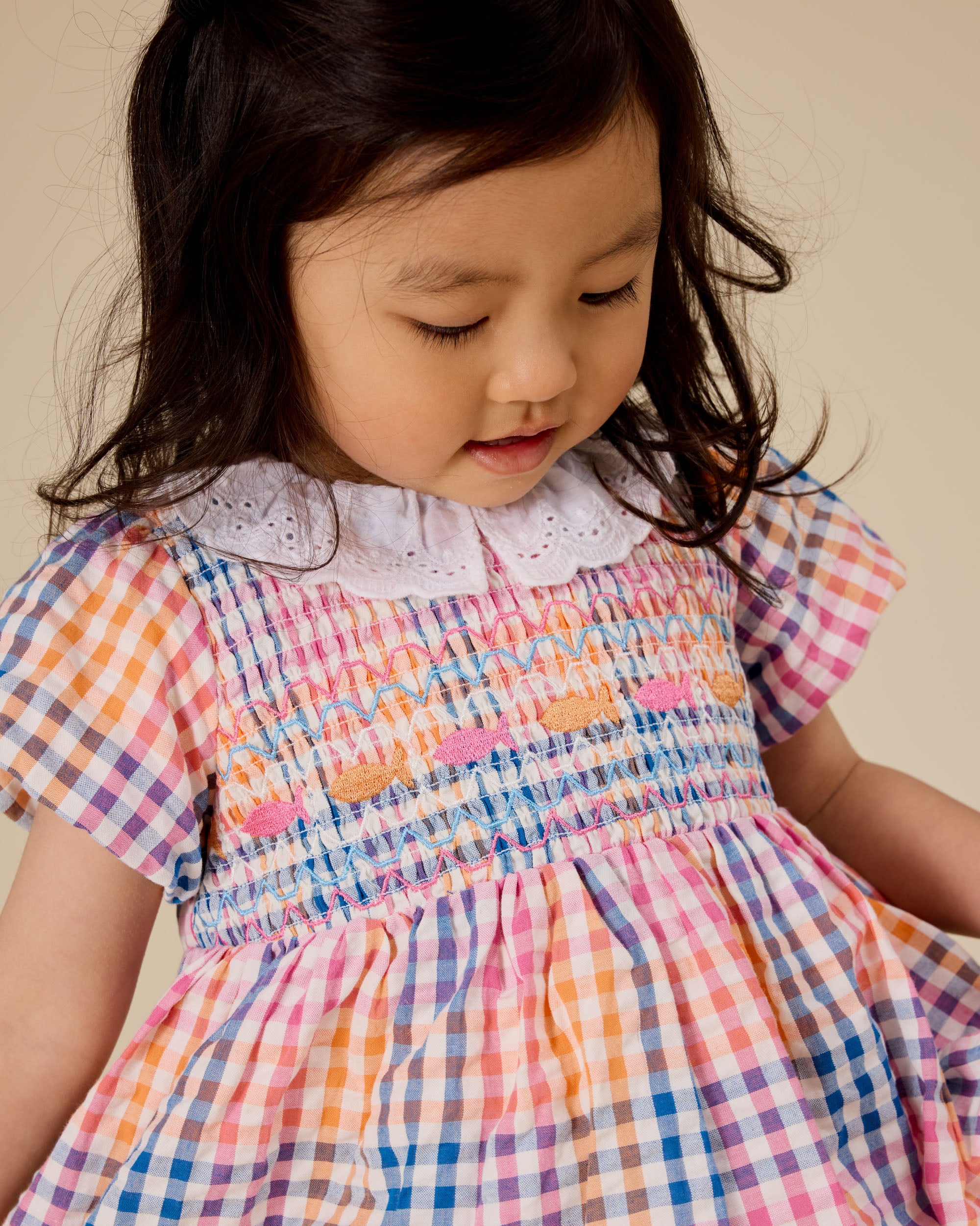 Goldie & Ace Rainbow Gingham Flo Smocked Dress