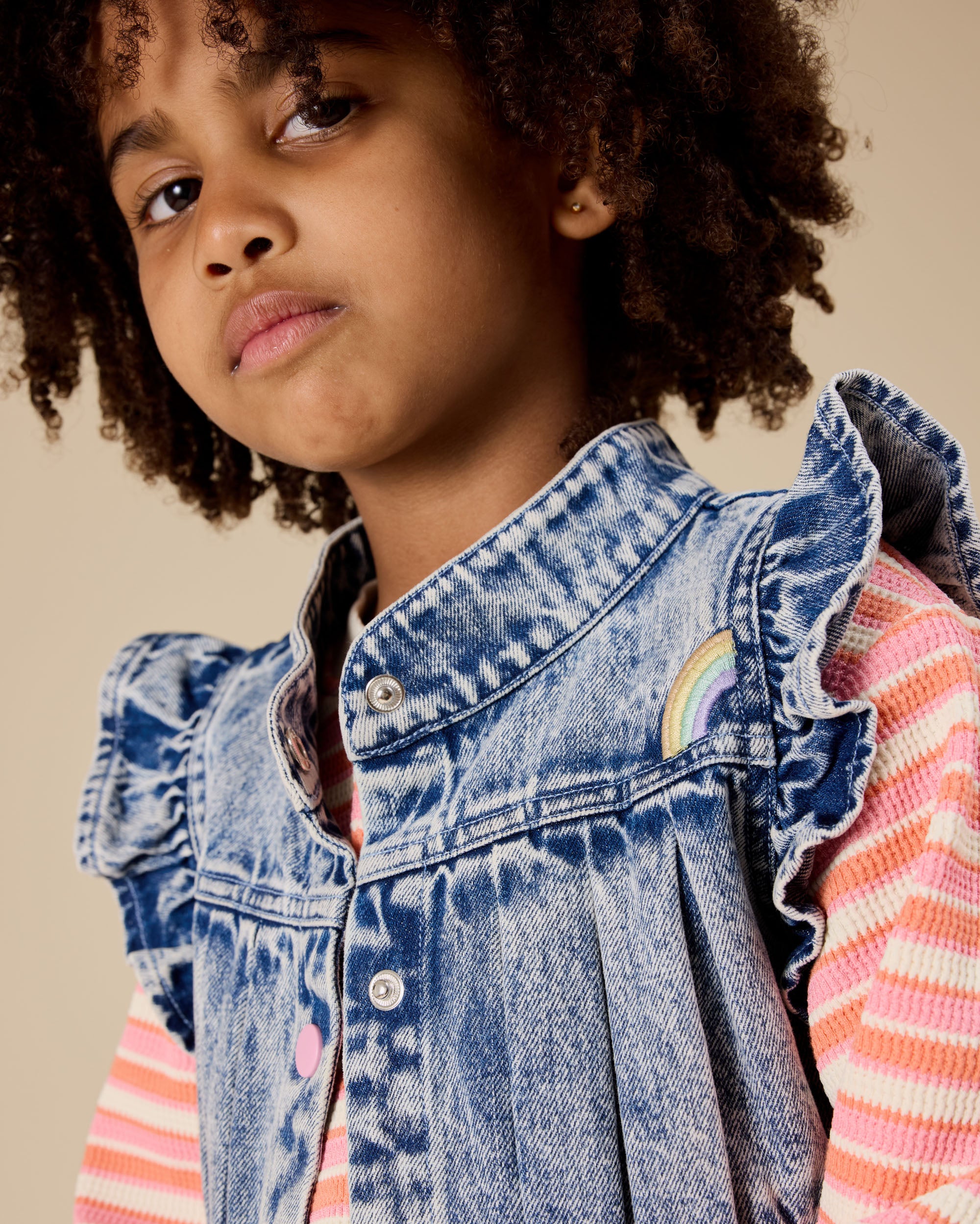 Goldie & Ace Elodie Embroidered Denim Vest
